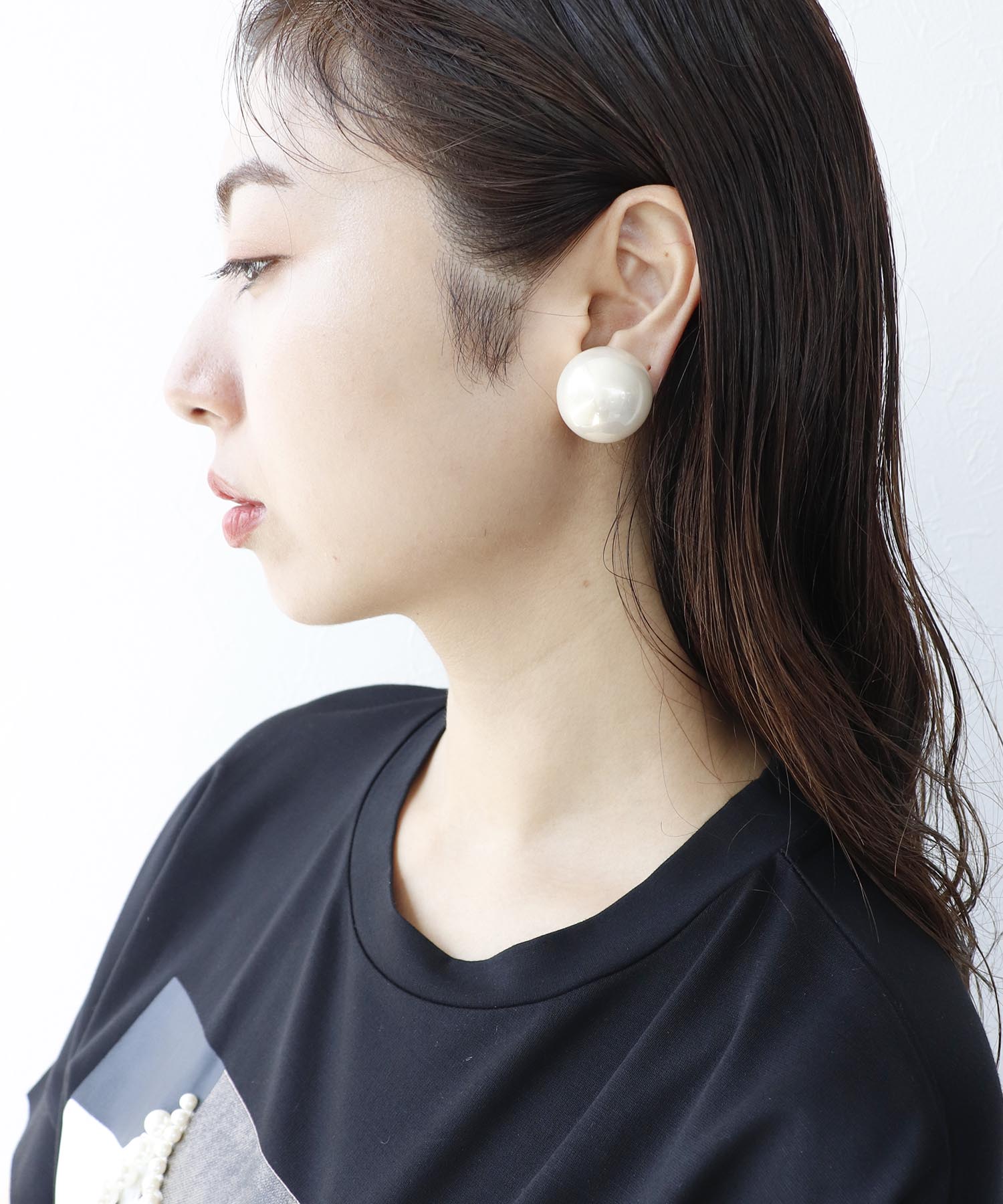 ステンレス大粒パールイヤリング