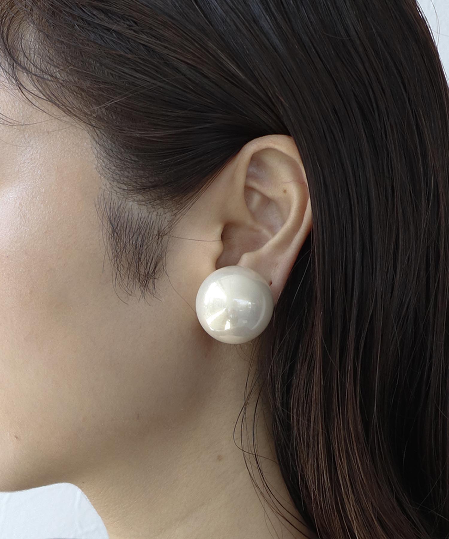 ステンレス大粒パールイヤリング