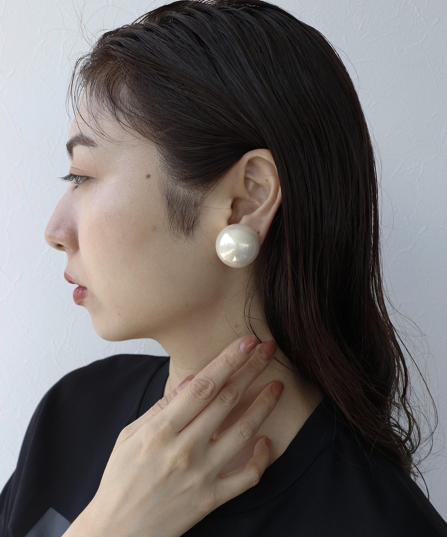 ステンレス大粒パールイヤリング