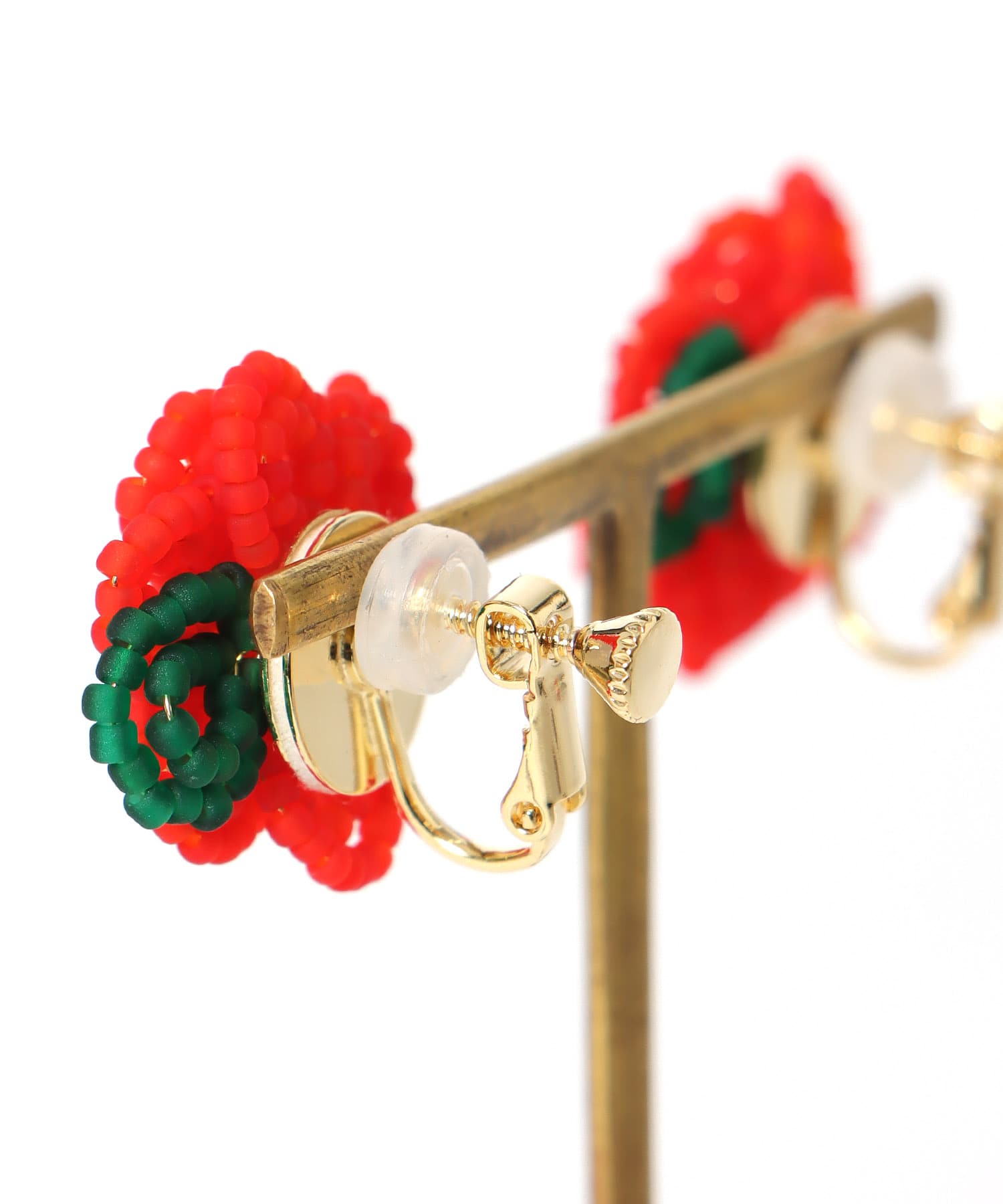 カラーフラワービーズイヤリング