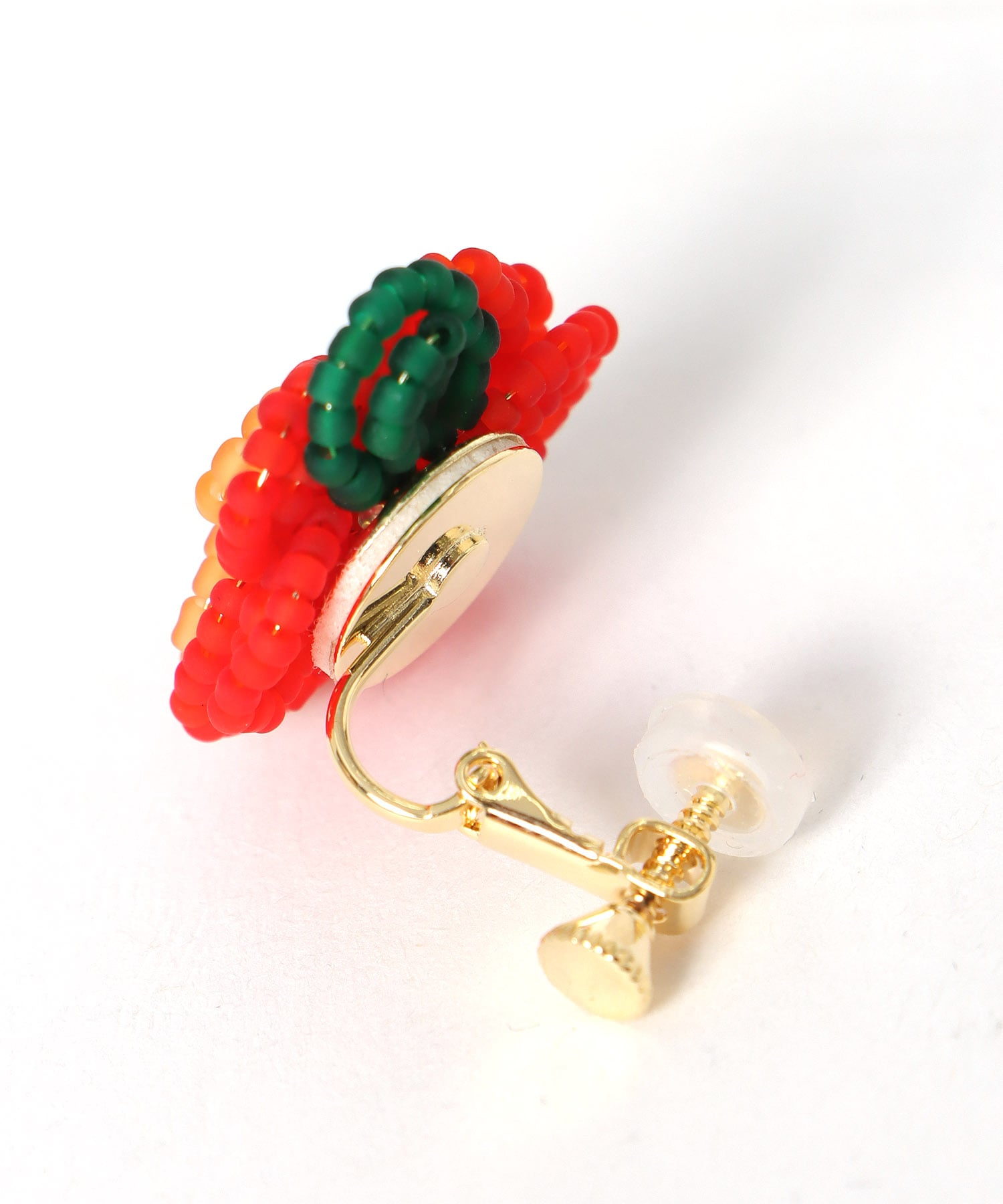 カラーフラワービーズイヤリング