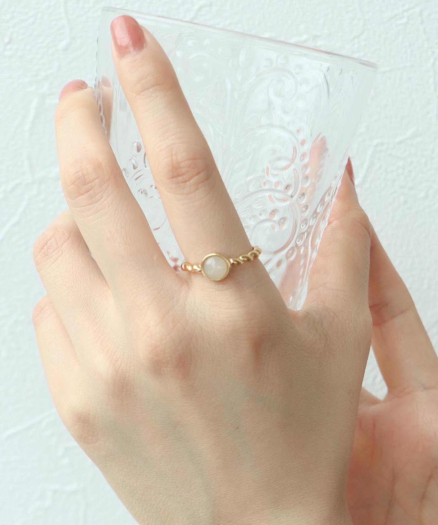 ステンレスねじねじストーンリング#14