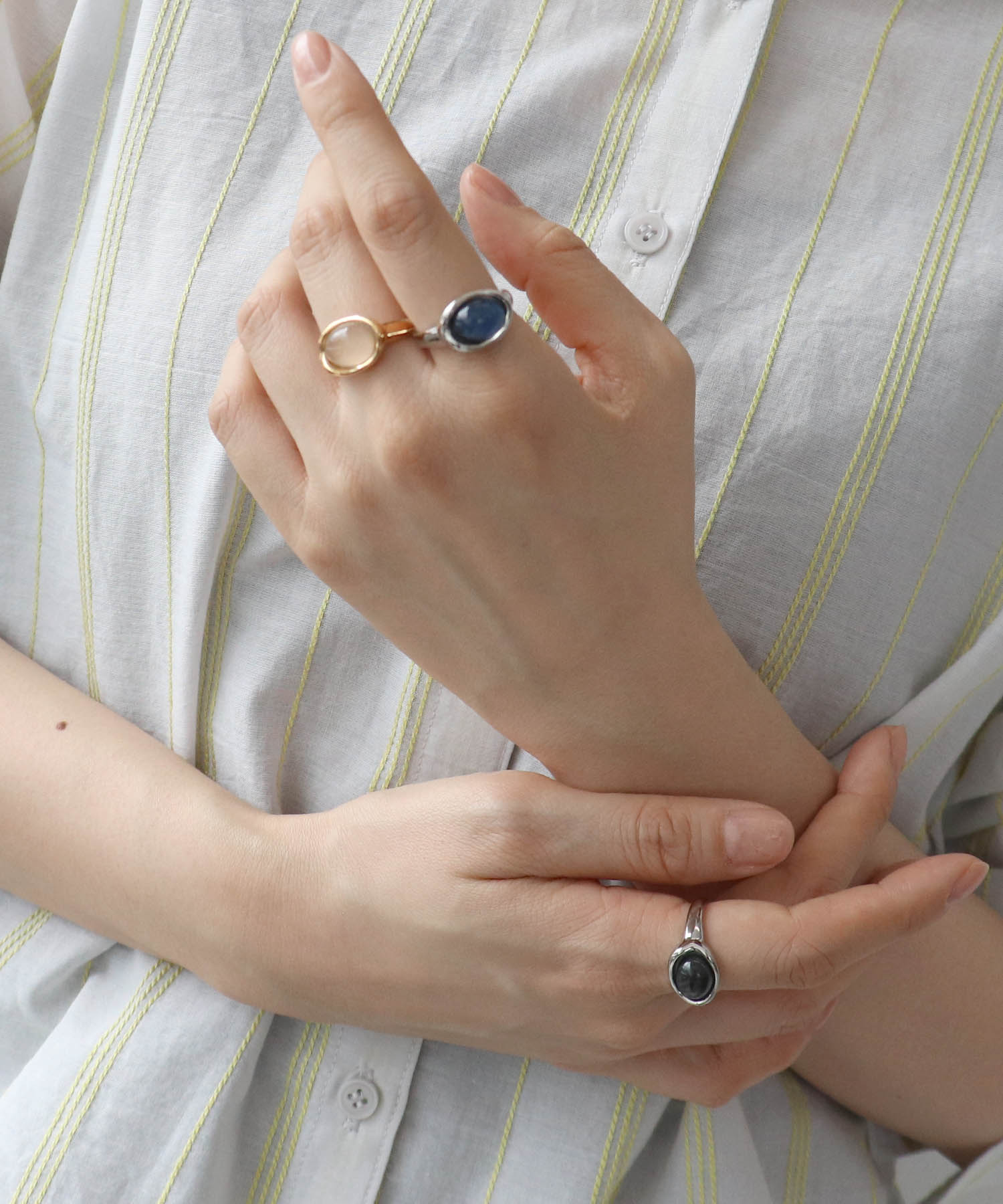 ステンレスカラーストーンリング#14