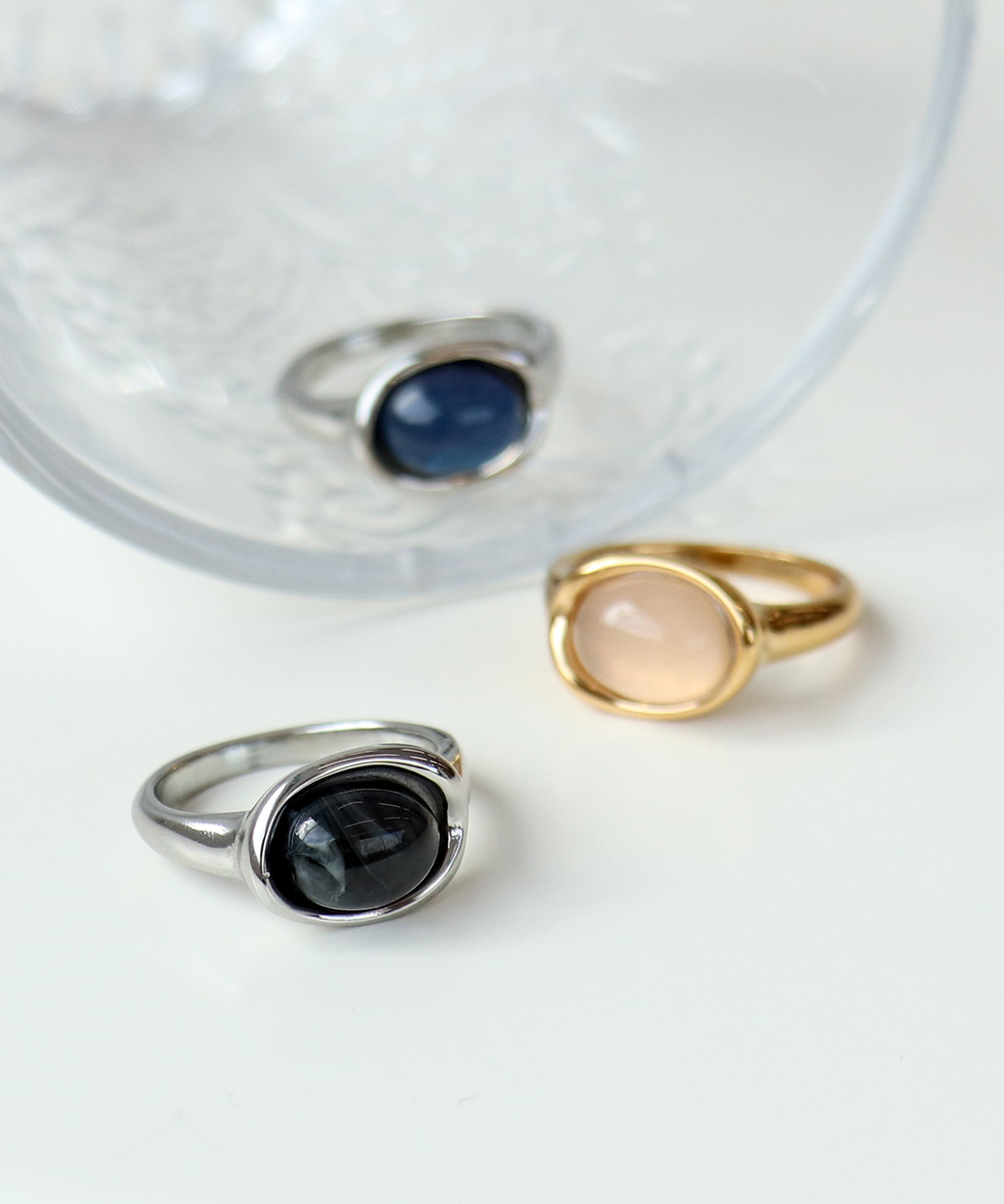 ステンレスカラーストーンリング#14