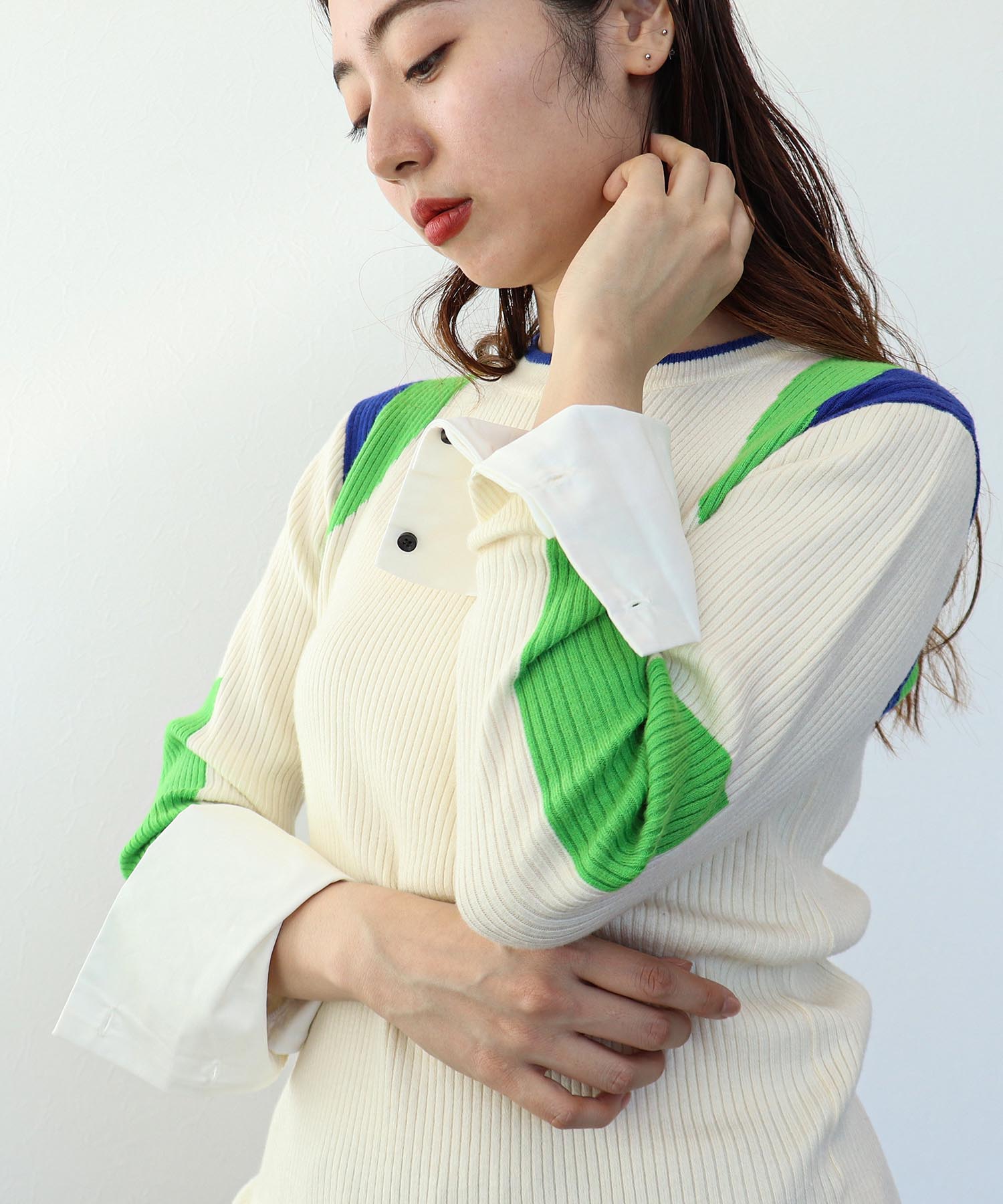 【MARECHAL TERRE 】カフ付きリブニット