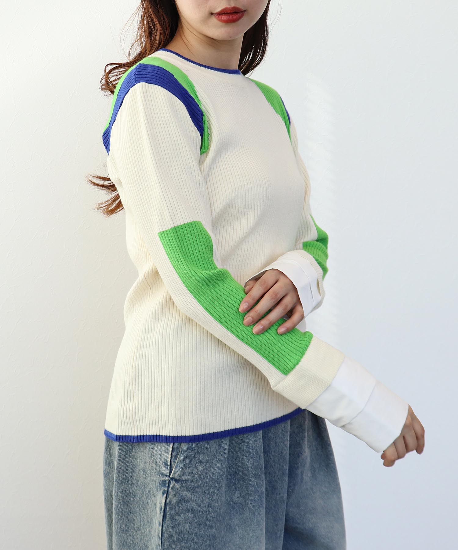 【MARECHAL TERRE 】カフ付きリブニット