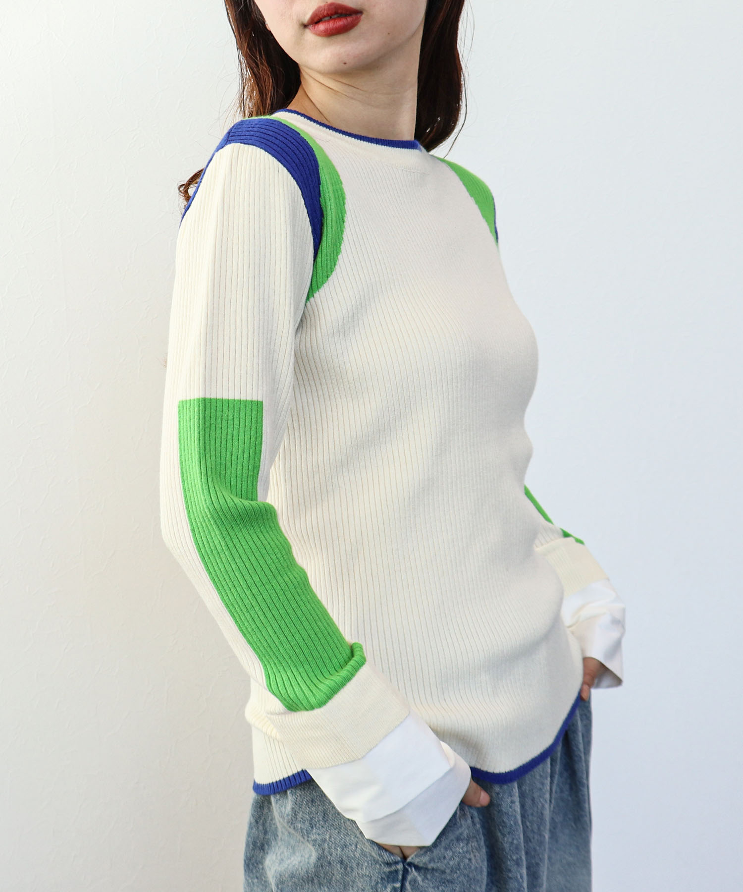 【MARECHAL TERRE 】カフ付きリブニット