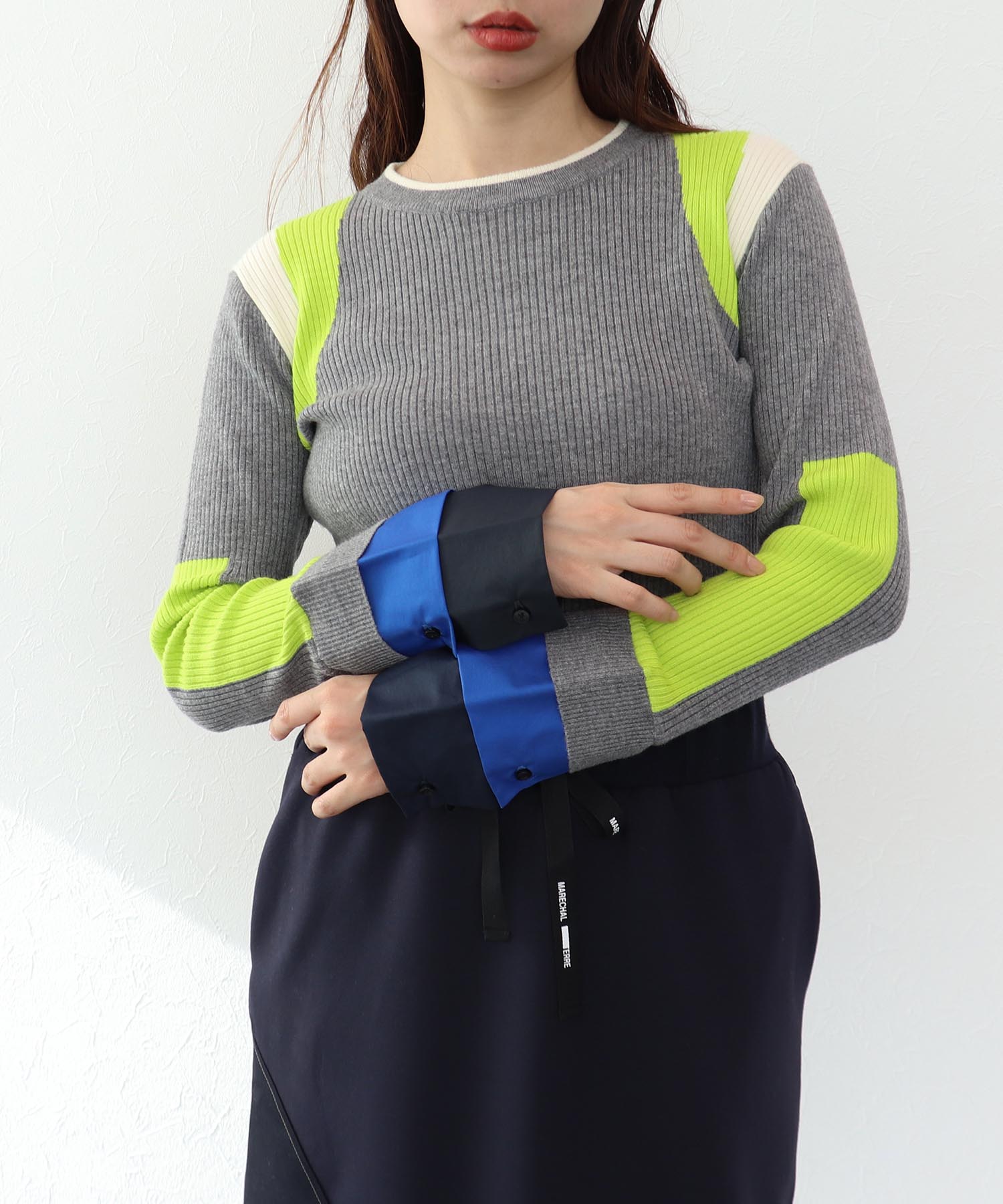 【MARECHAL TERRE 】カフ付きリブニット