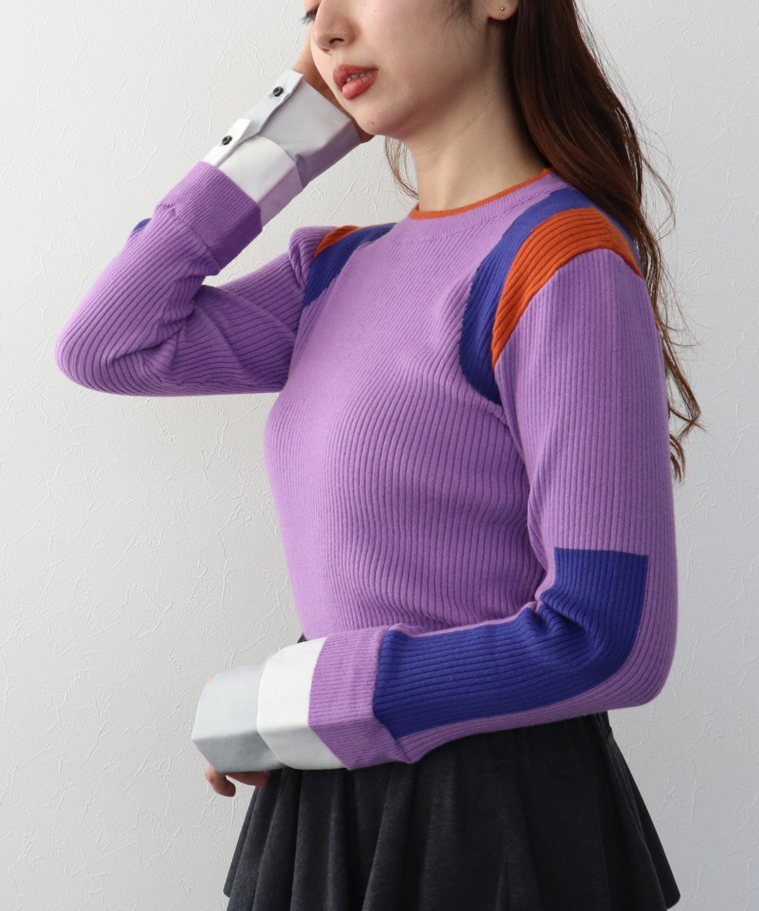 【MARECHAL TERRE 】カフ付きリブニット