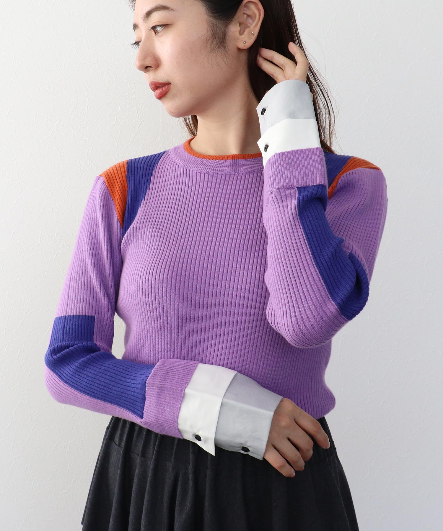 【MARECHAL TERRE 】カフ付きリブニット