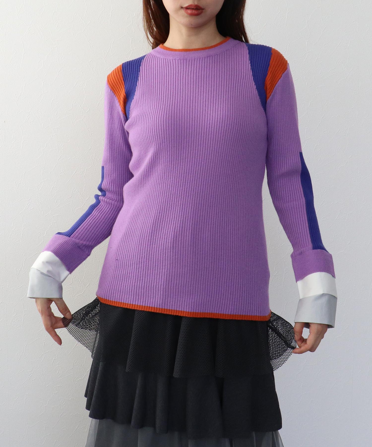 【MARECHAL TERRE 】カフ付きリブニット