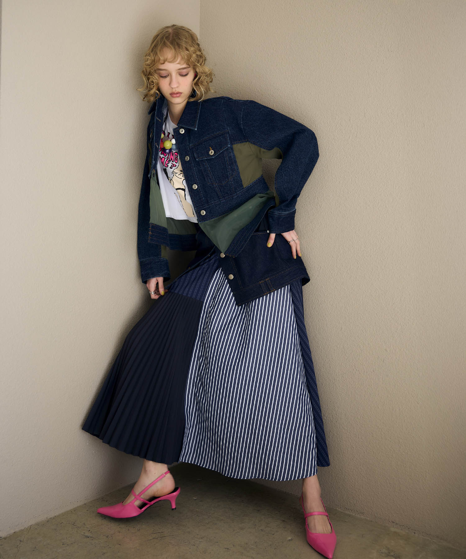 【MARECHAL TERRE】デニム＆プリーツスカート