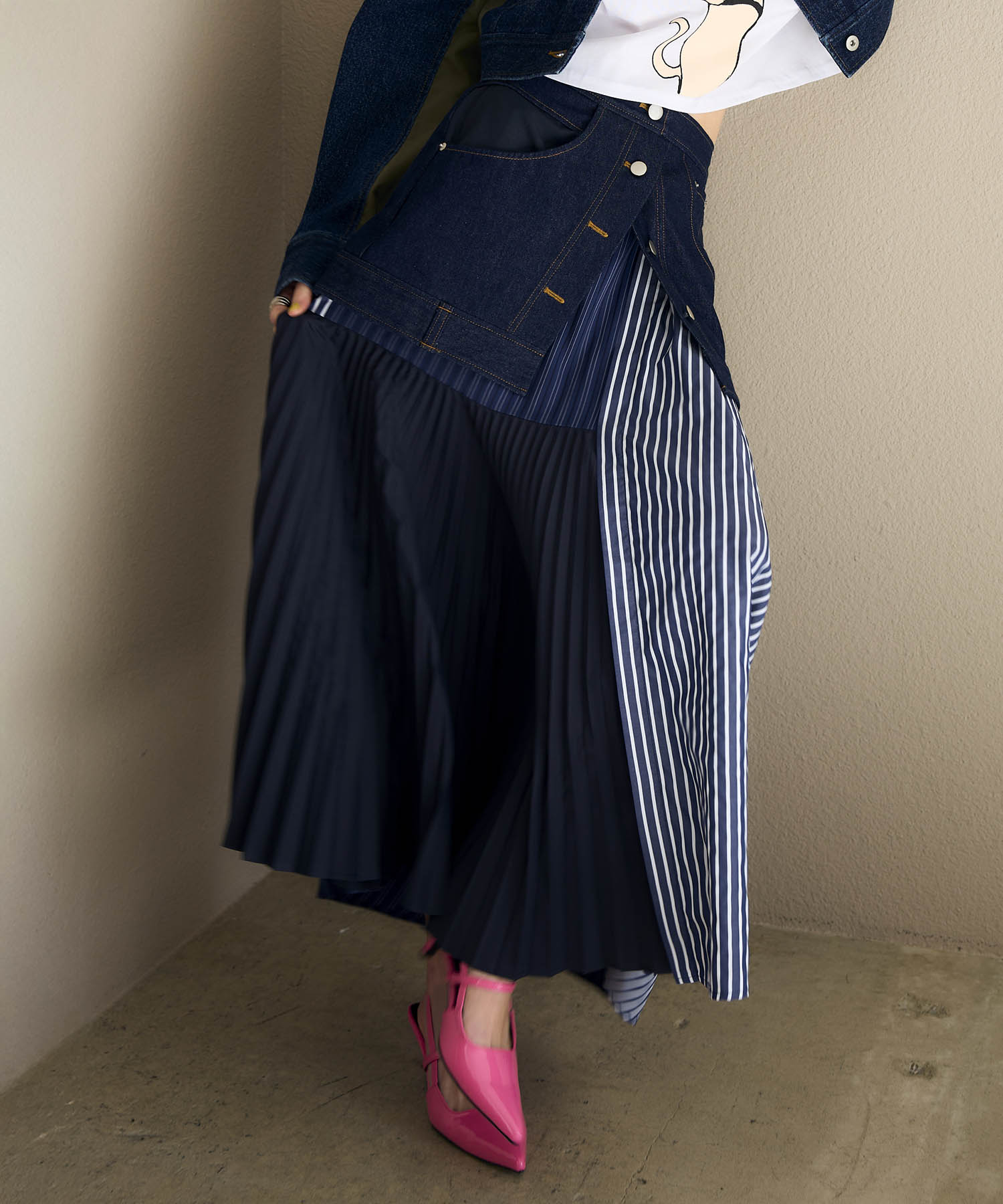 【MARECHAL TERRE】デニム＆プリーツスカート