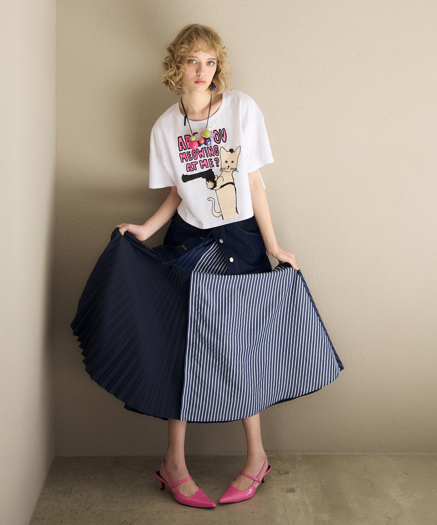 【MARECHAL TERRE】デニム＆プリーツスカート