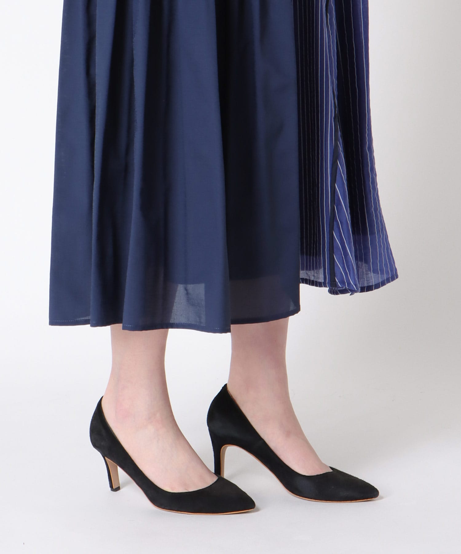 【MARECHAL TERRE】プリーツ切替ストライプスカート