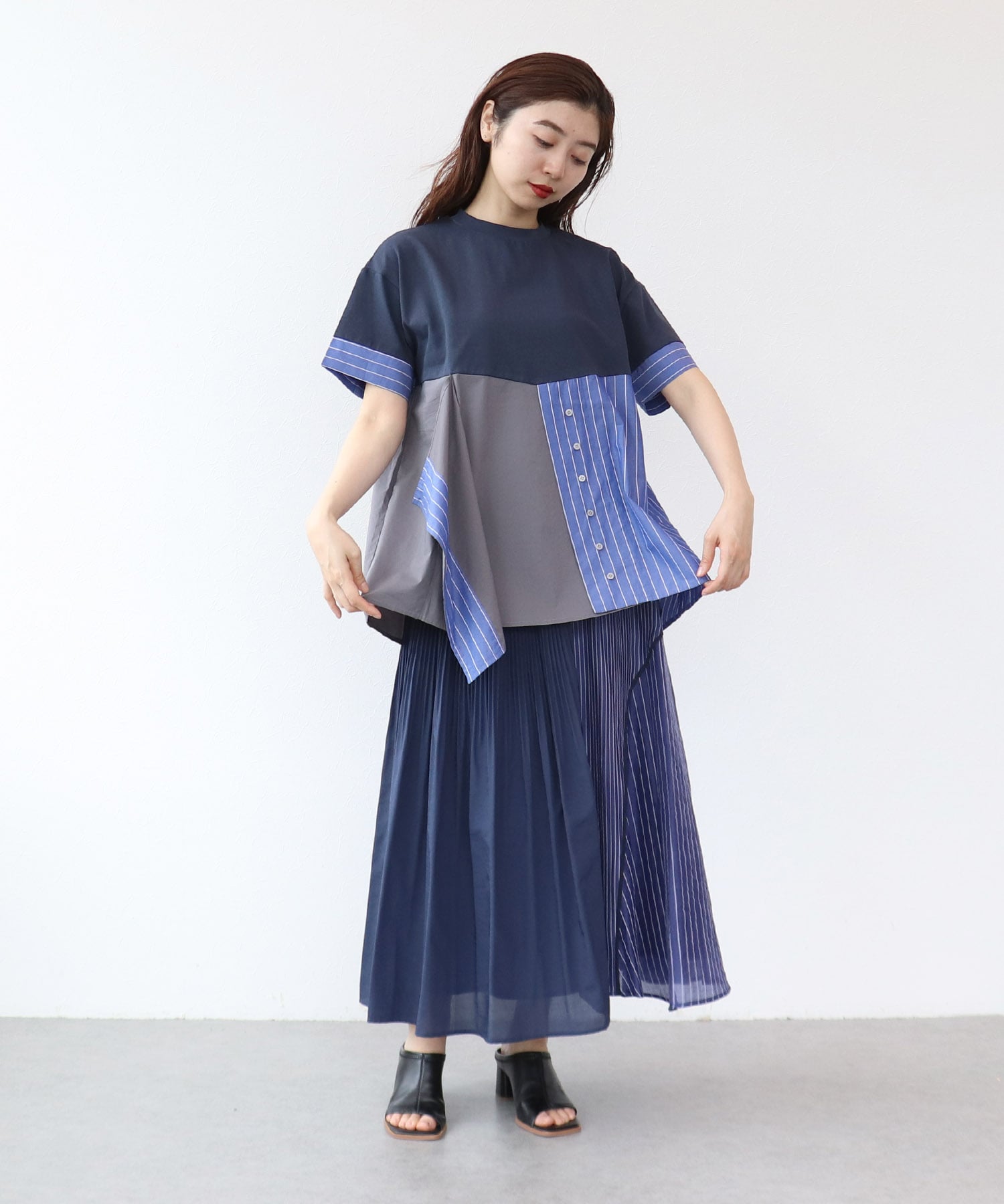 【MARECHAL TERRE】ストライプ柄切替カットソー