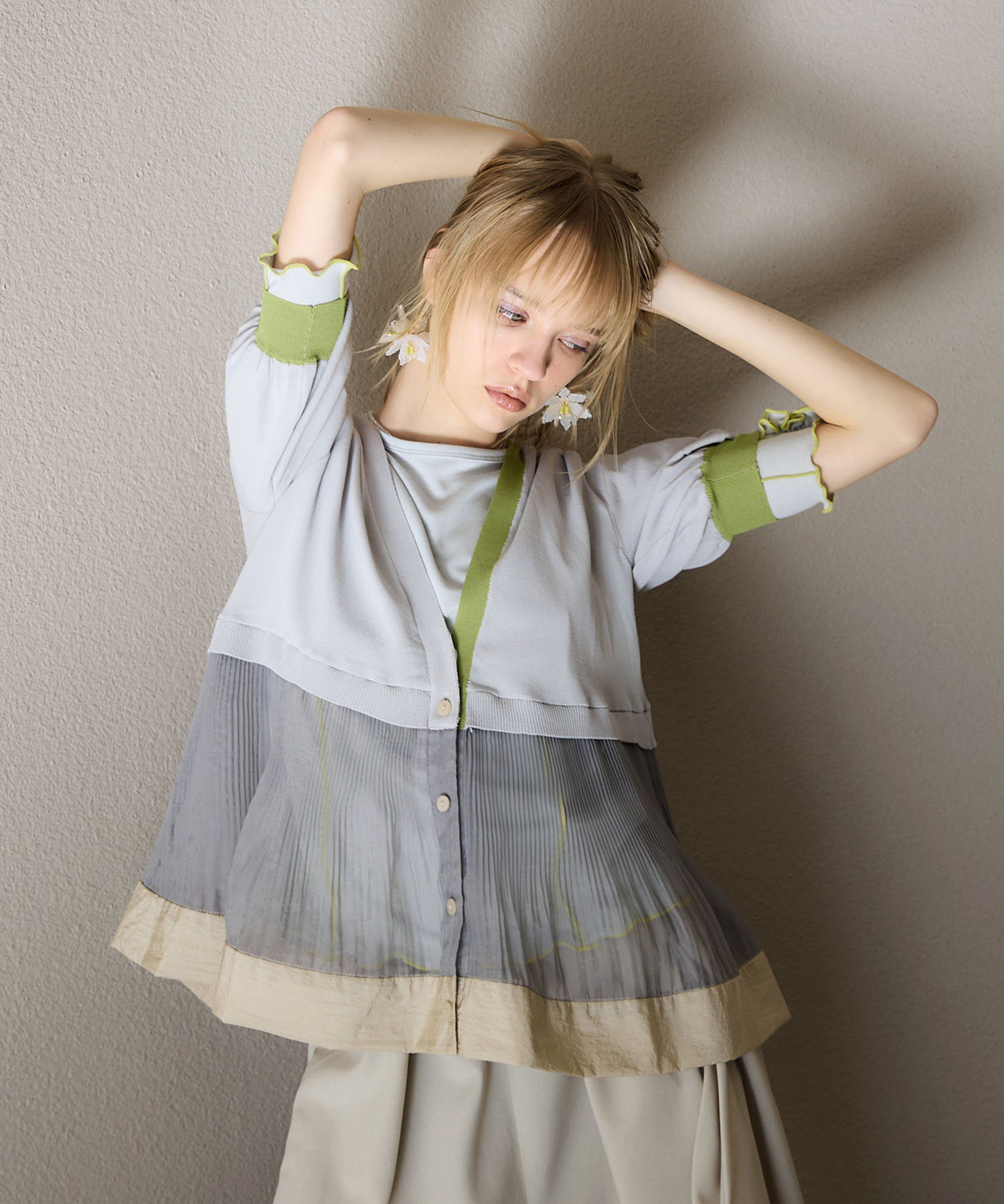 【MARECHAL TERRE】プリーツニットカーディガン