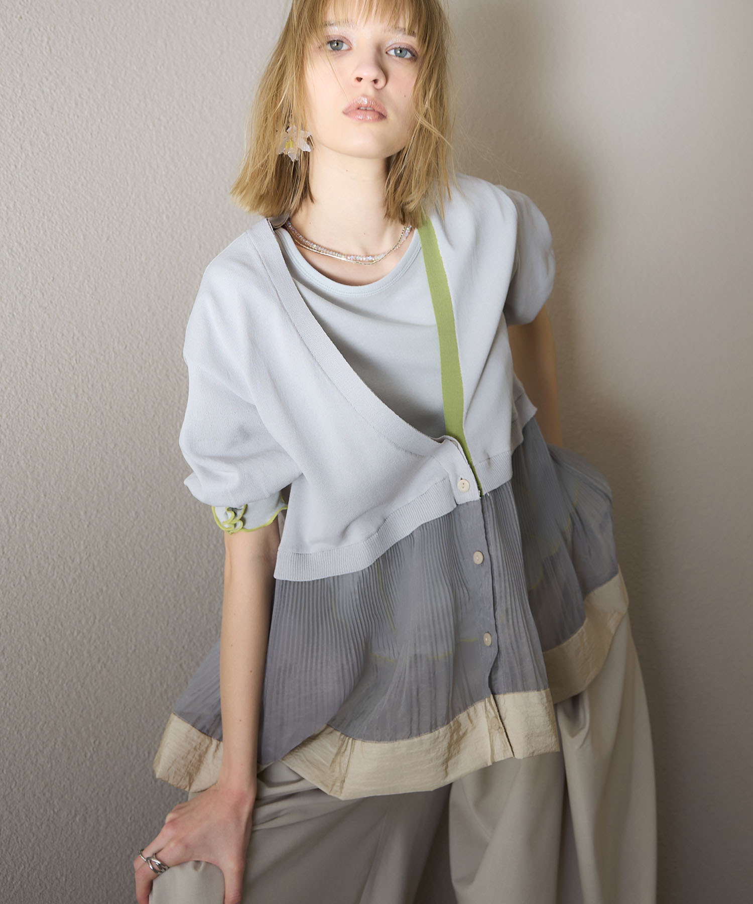 【MARECHAL TERRE】プリーツニットカーディガン