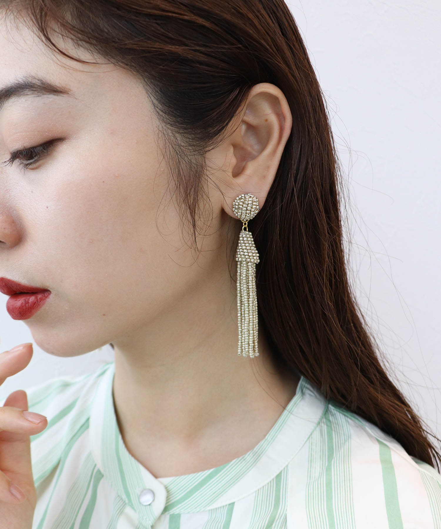 【MAYGLOBE 】ビーズタッセルピアス