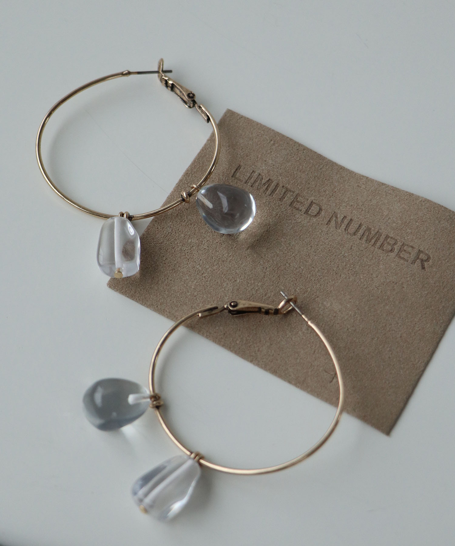 【LIMITED NUMBER】クリアストーンフープピアス
