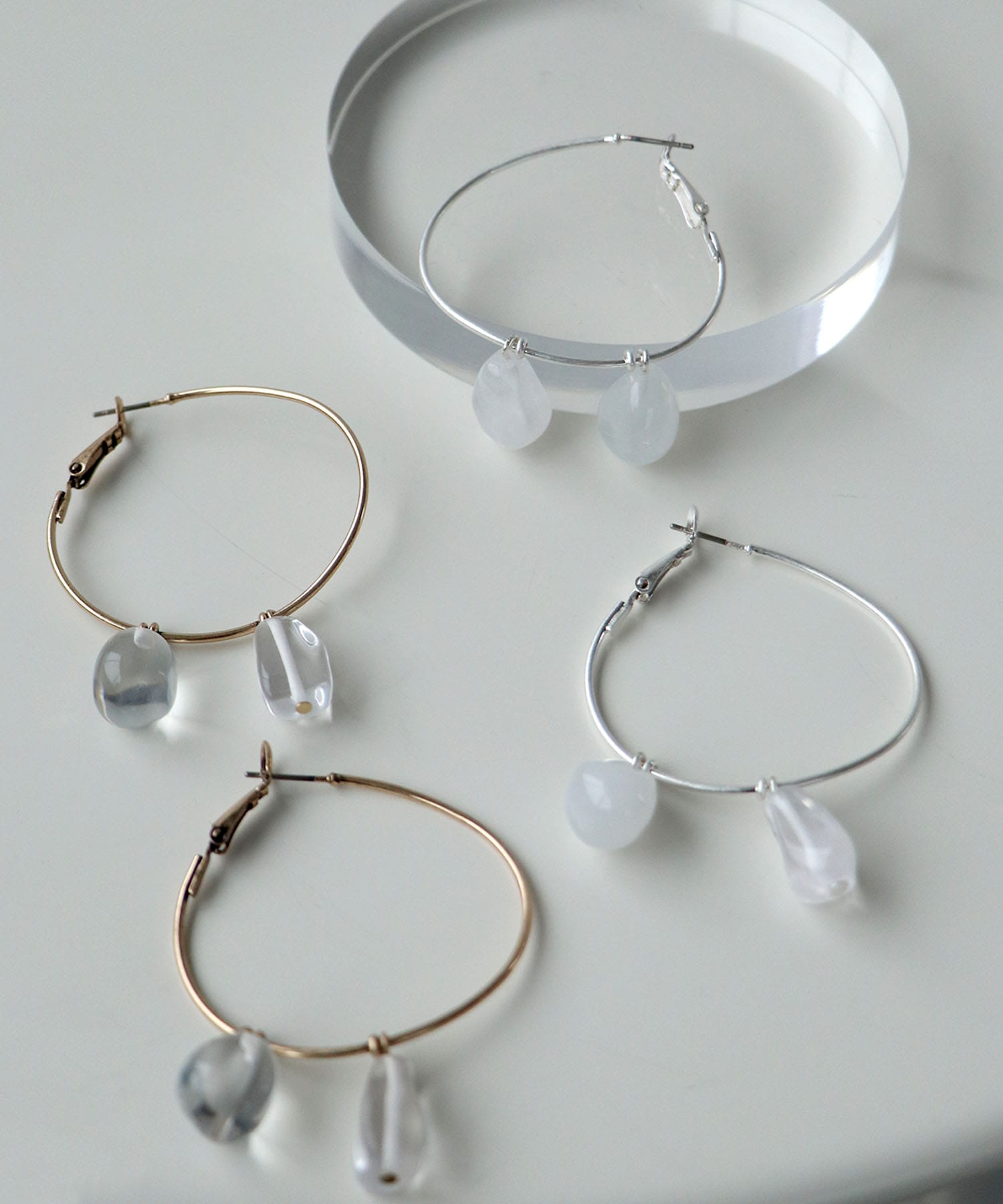 【LIMITED NUMBER】クリアストーンフープピアス