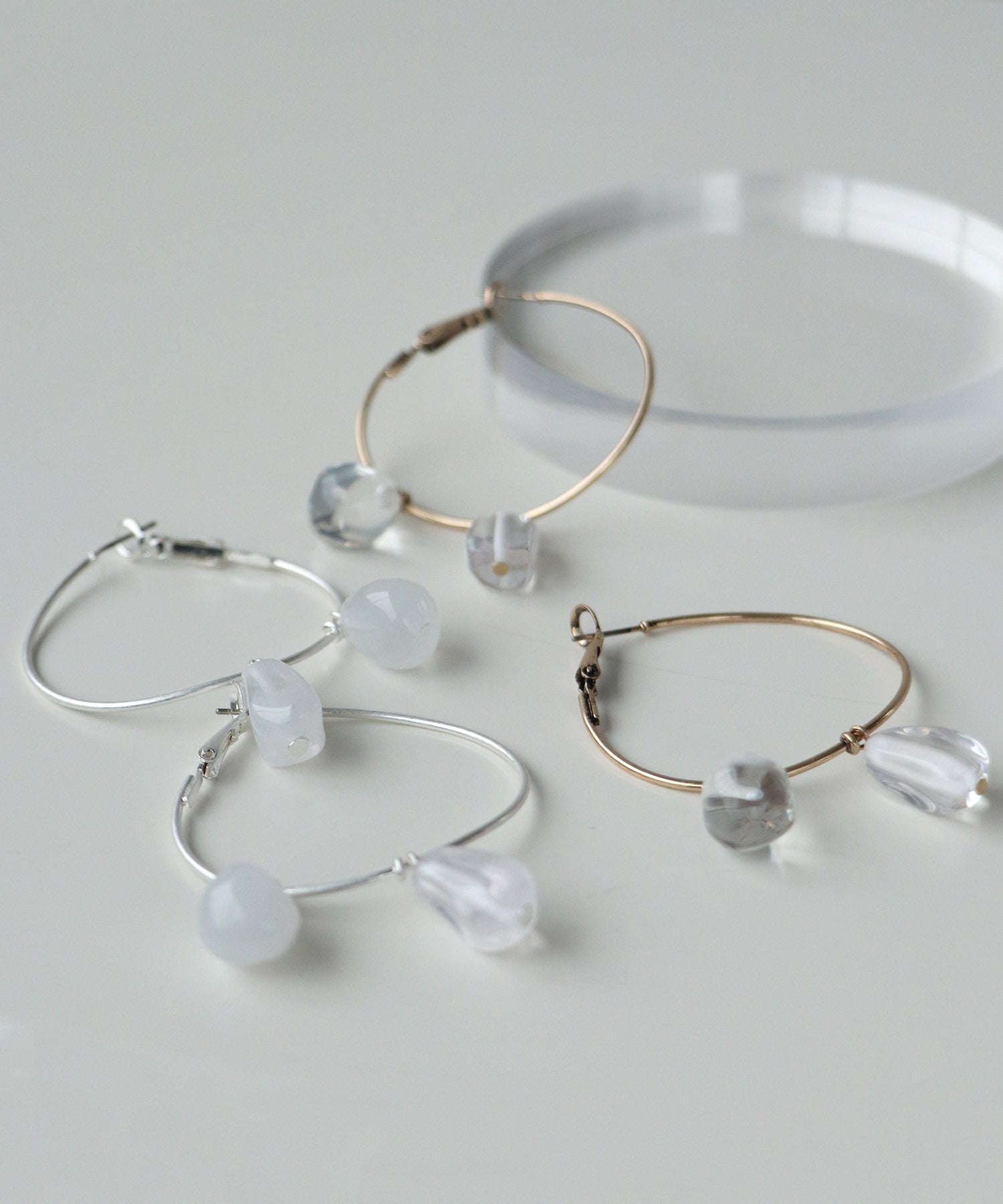 【LIMITED NUMBER】クリアストーンフープピアス