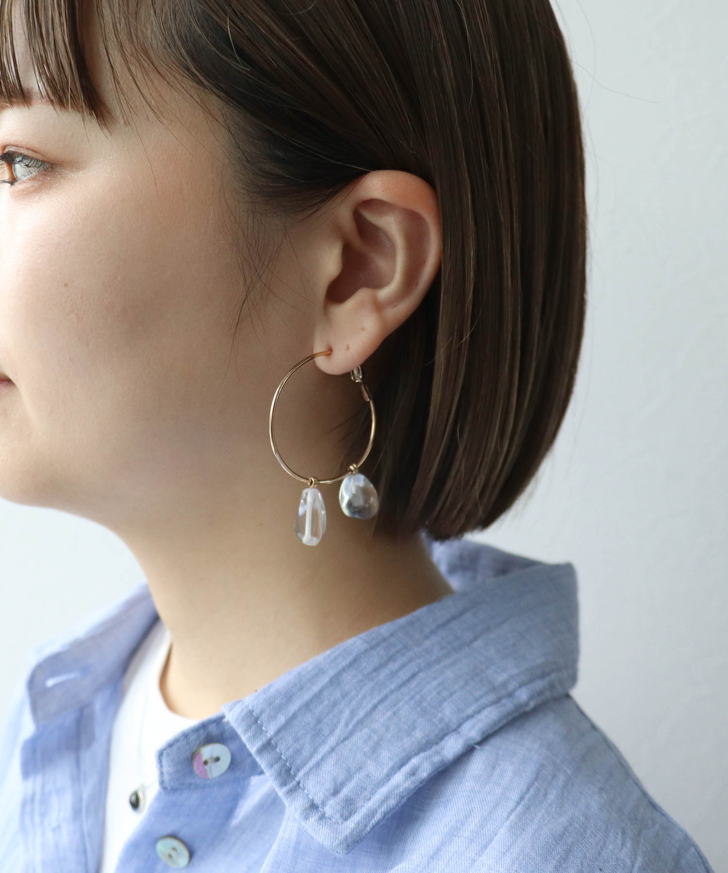 【LIMITED NUMBER】クリアストーンフープピアス