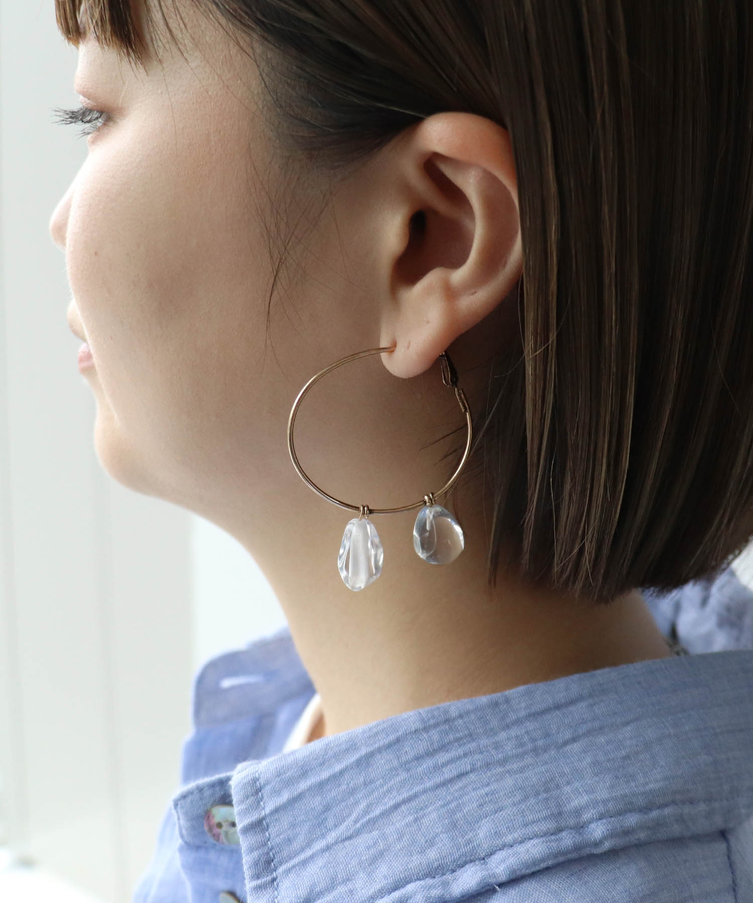 【LIMITED NUMBER】クリアストーンフープピアス