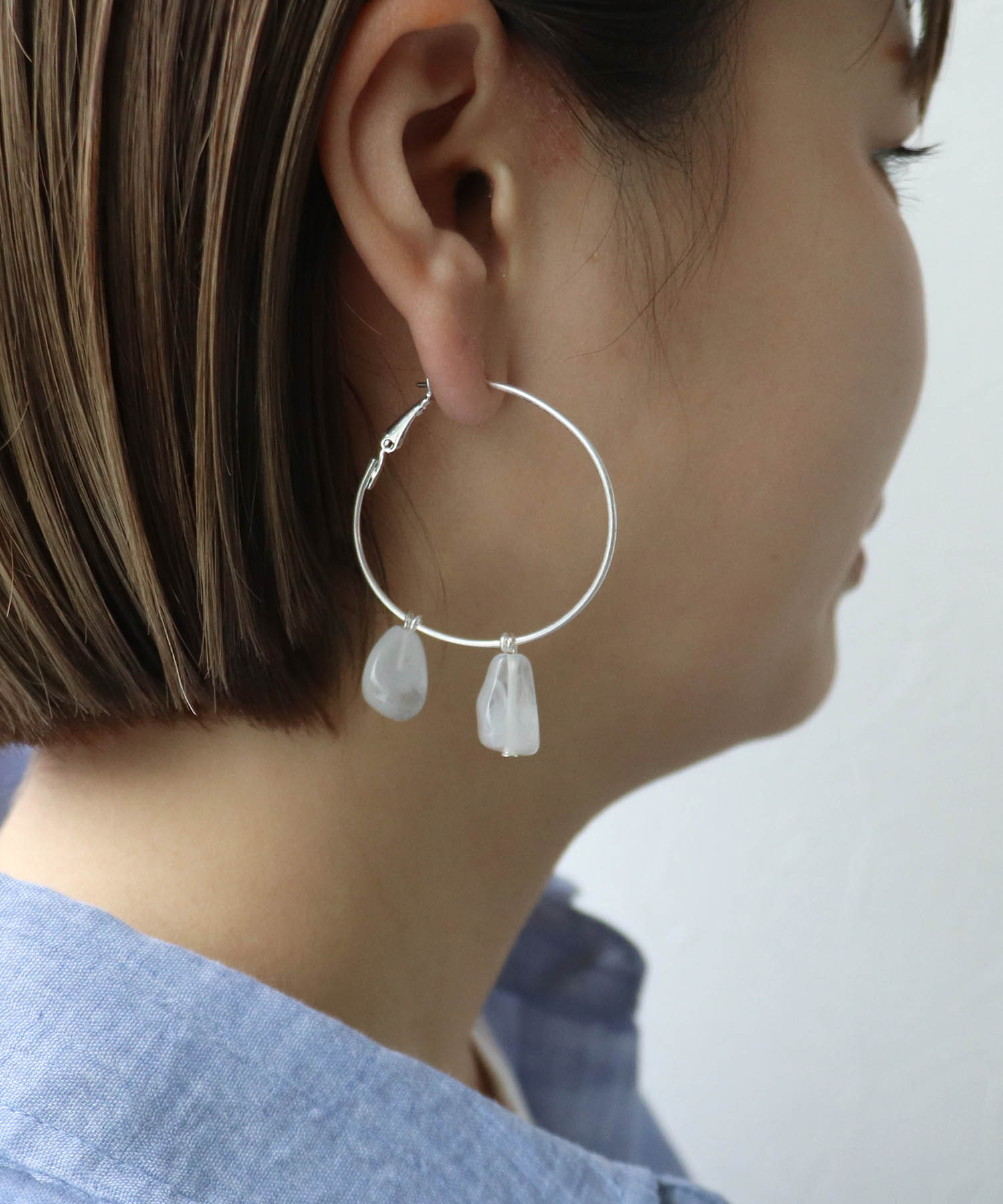 【LIMITED NUMBER】クリアストーンフープピアス