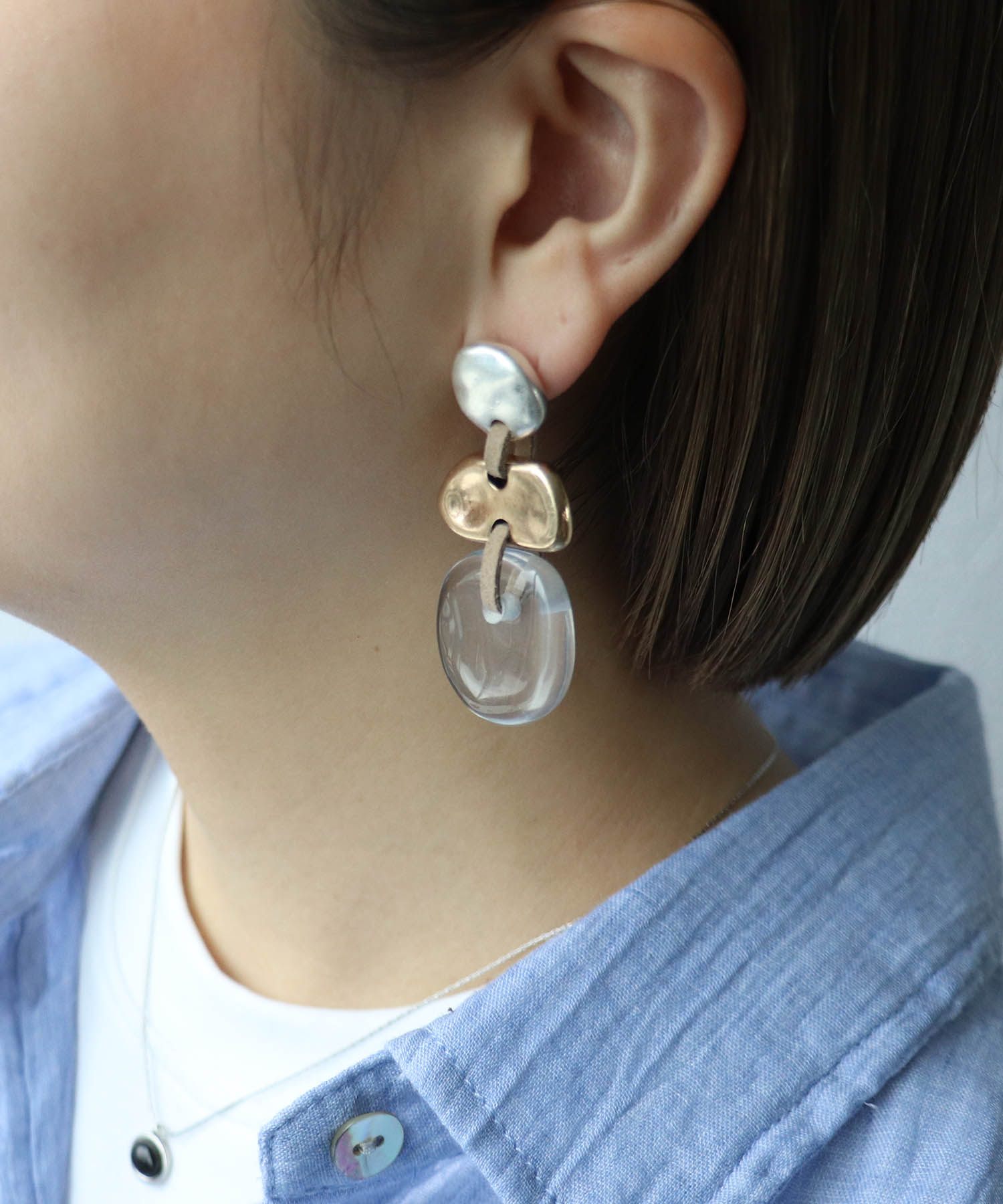 【LIMITED NUMBER】メタル×クリアMIXピアス