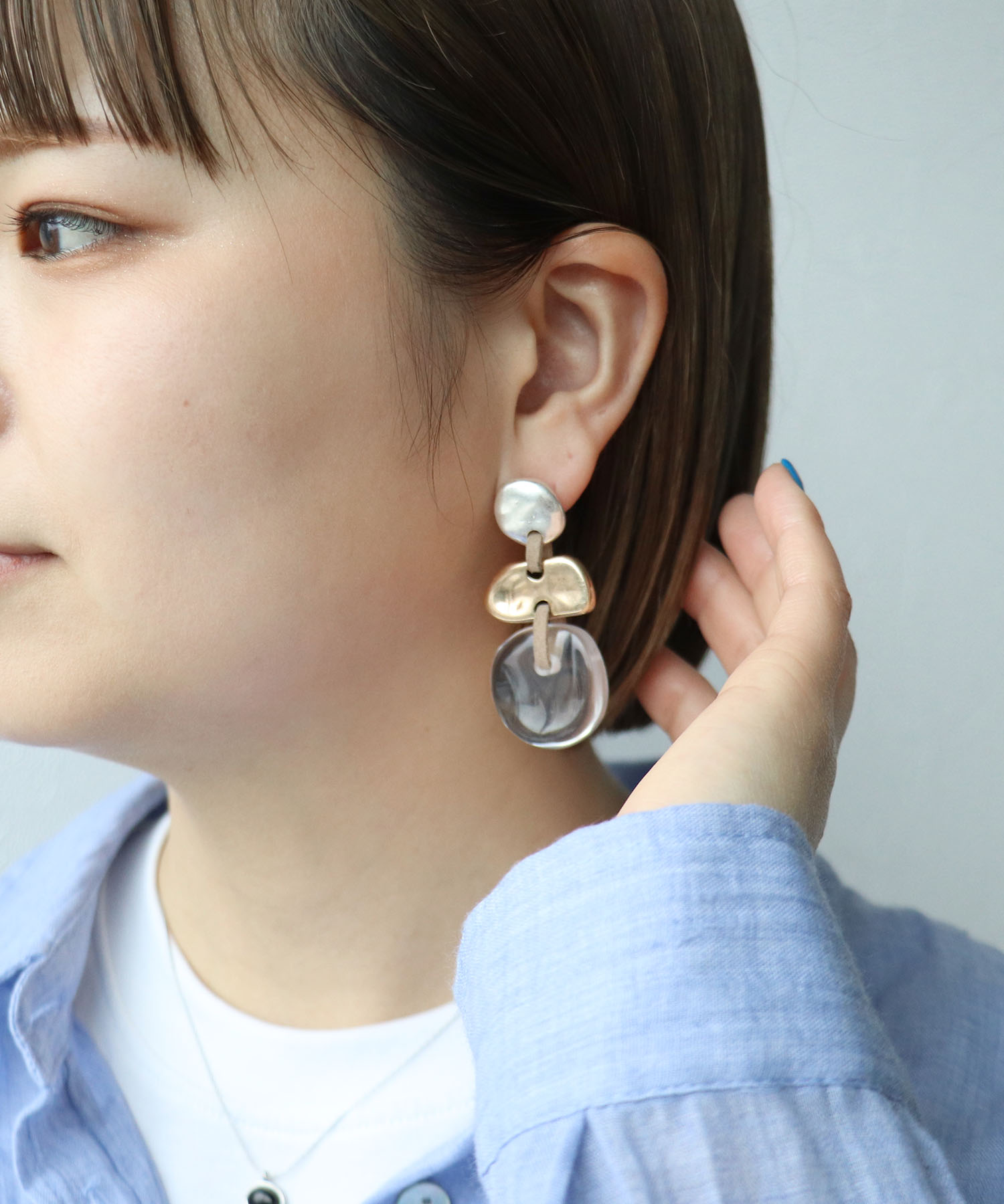 【LIMITED NUMBER】メタル×クリアMIXピアス