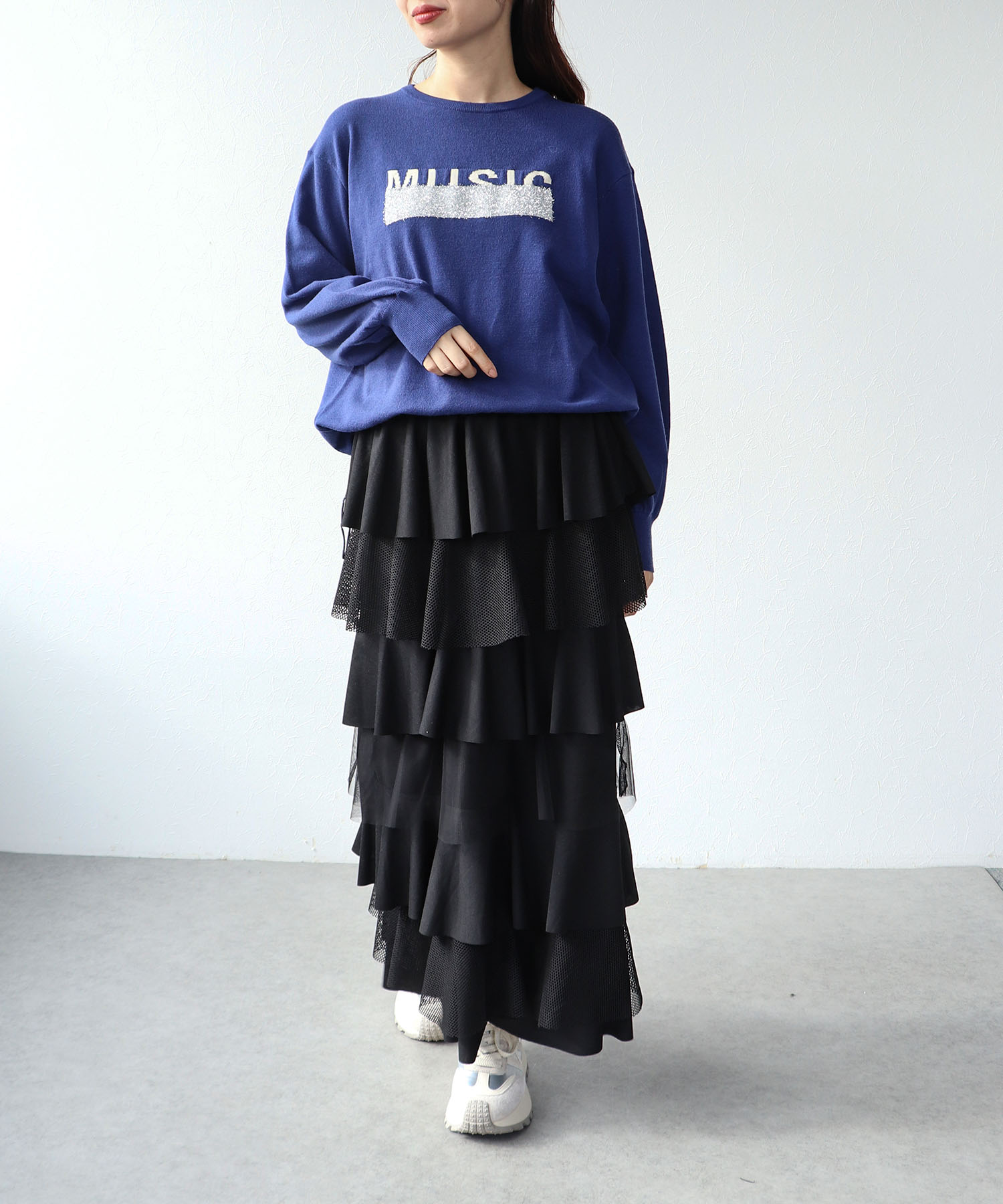 異素材MIXティアードスカート