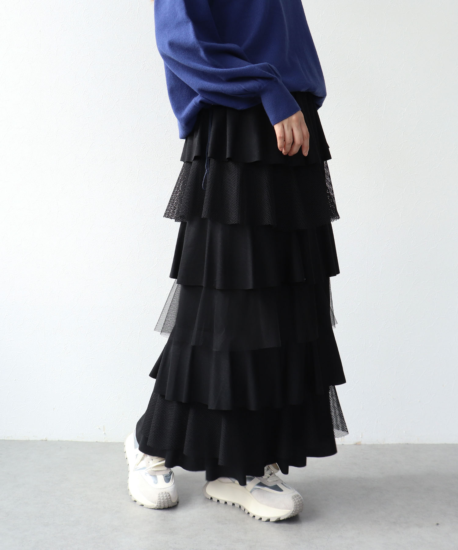 異素材MIXティアードスカート
