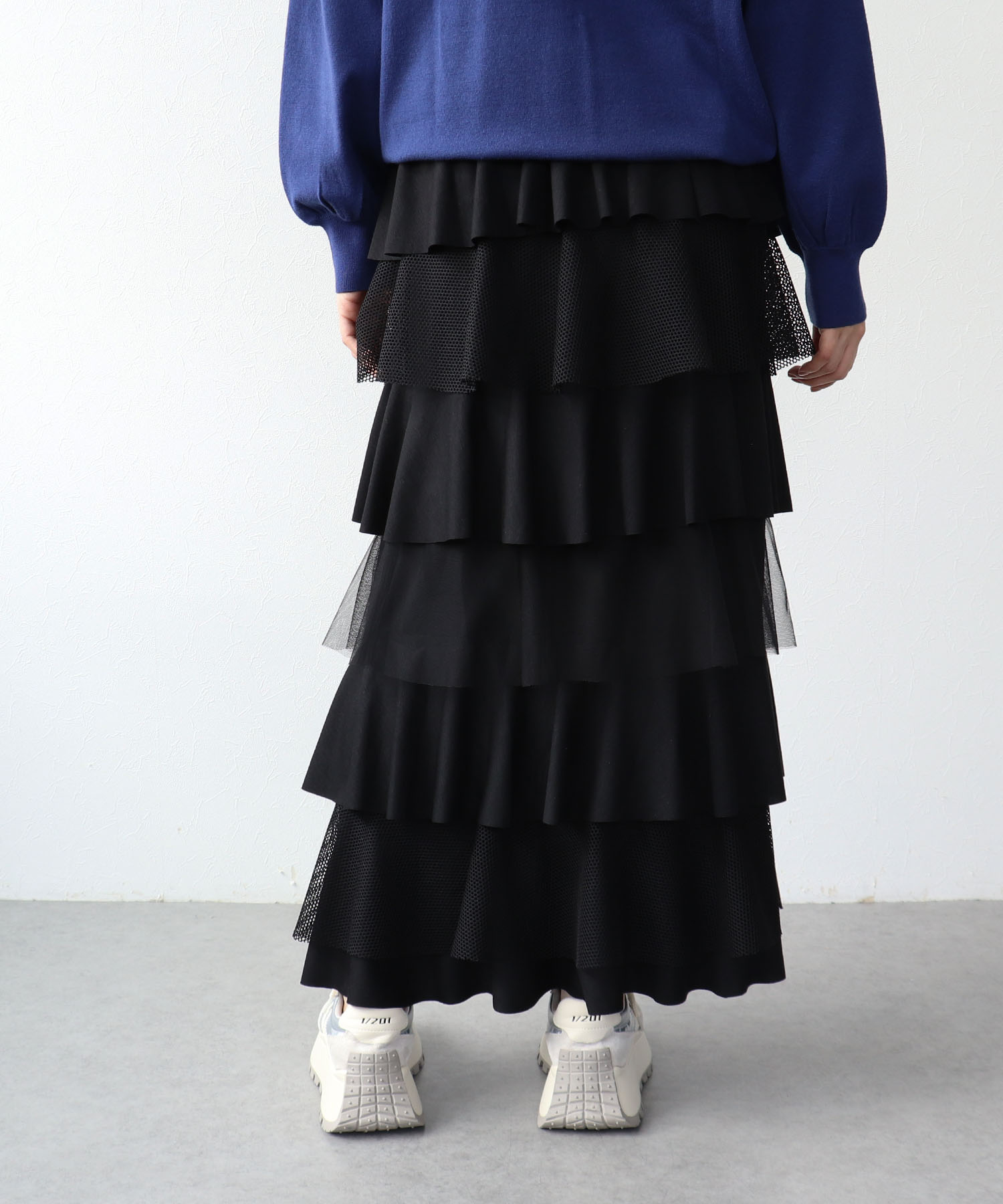 異素材MIXティアードスカート