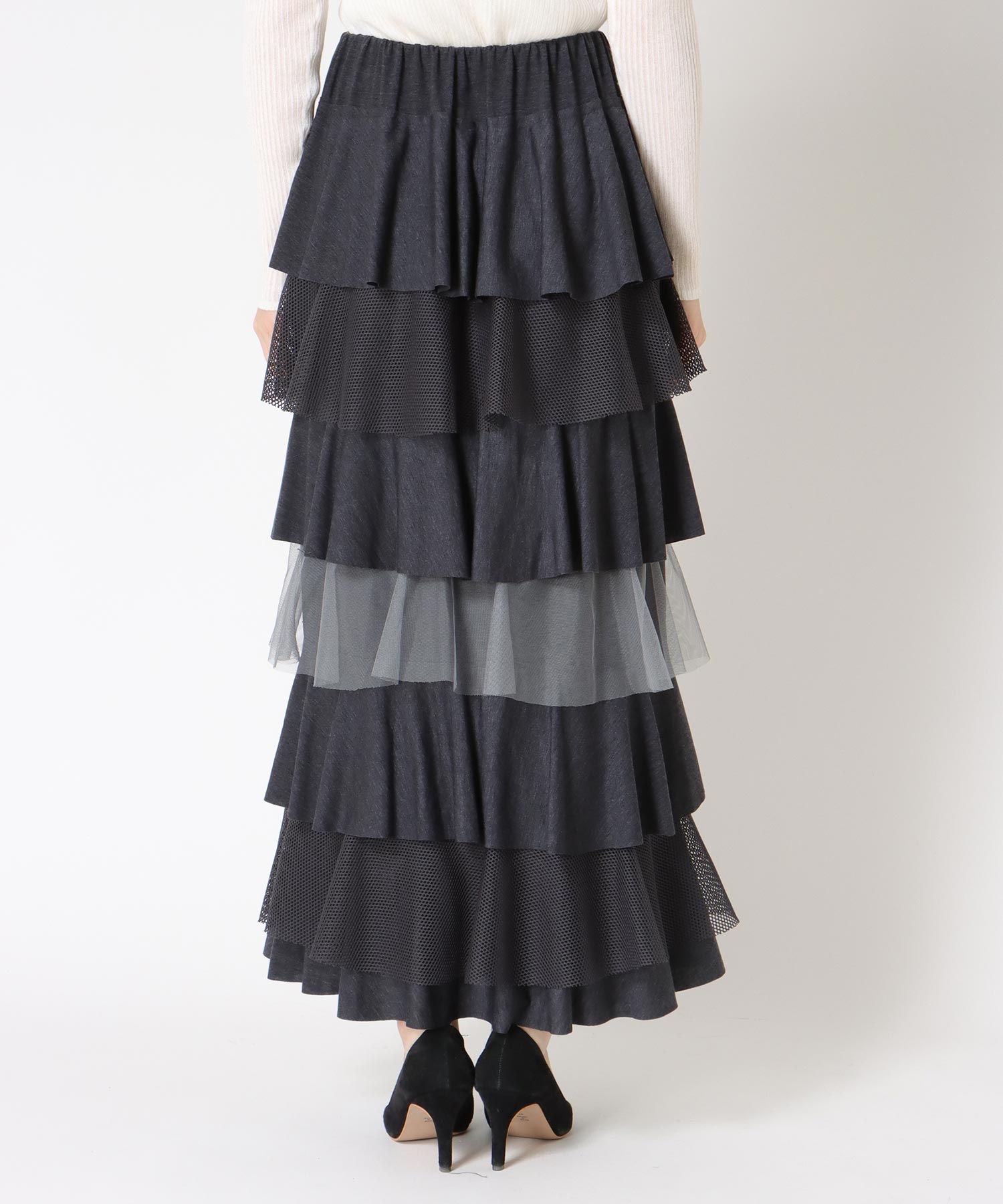 異素材MIXティアードスカート