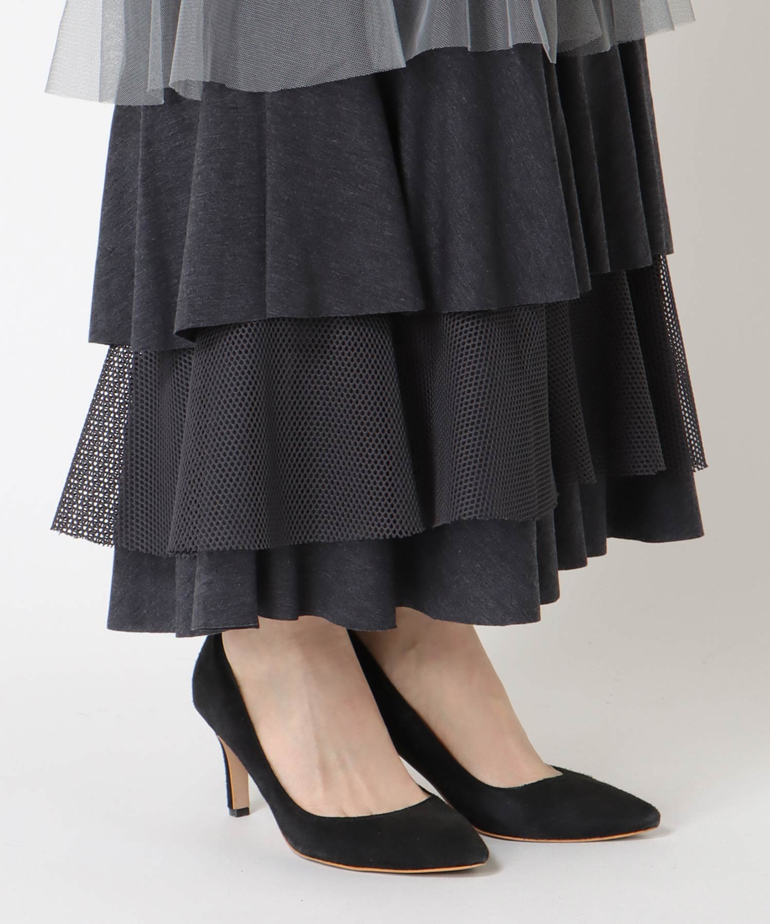 異素材MIXティアードスカート