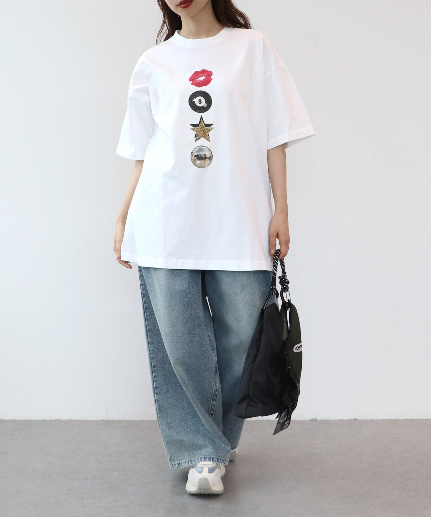 〔お家で試着〕モチーフプリントビッグTシャツ