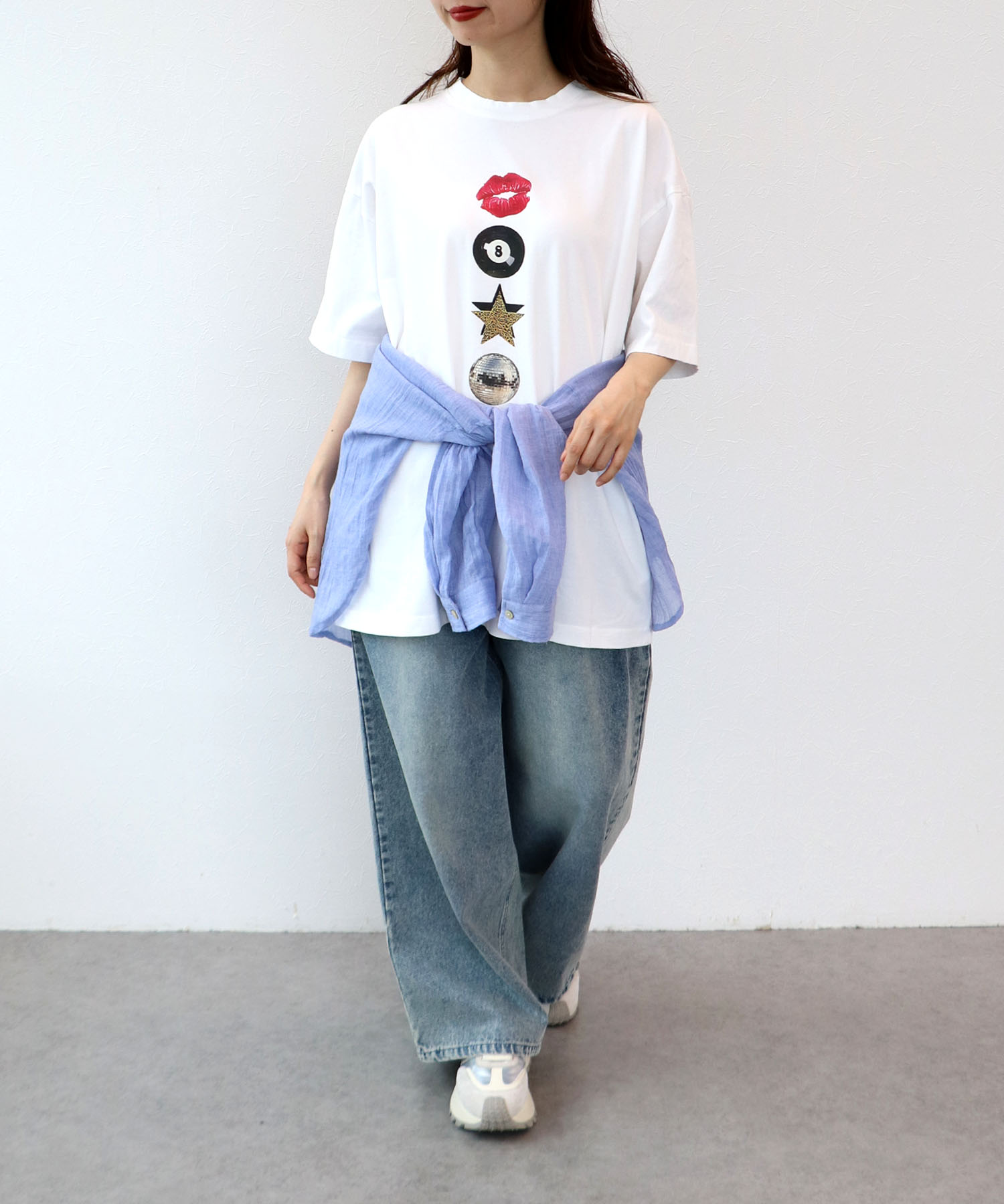 〔お家で試着〕モチーフプリントビッグTシャツ