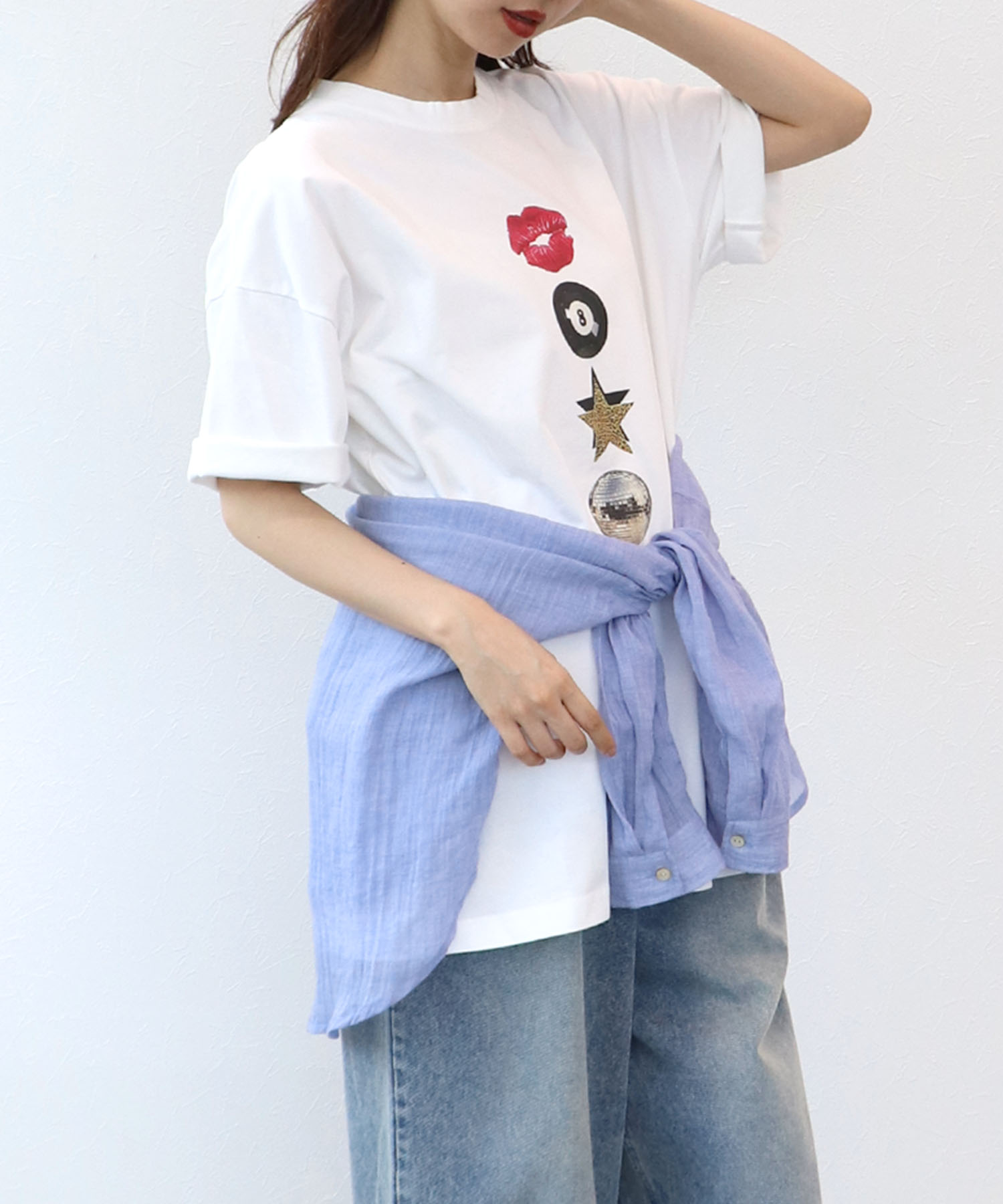 〔お家で試着〕モチーフプリントビッグTシャツ