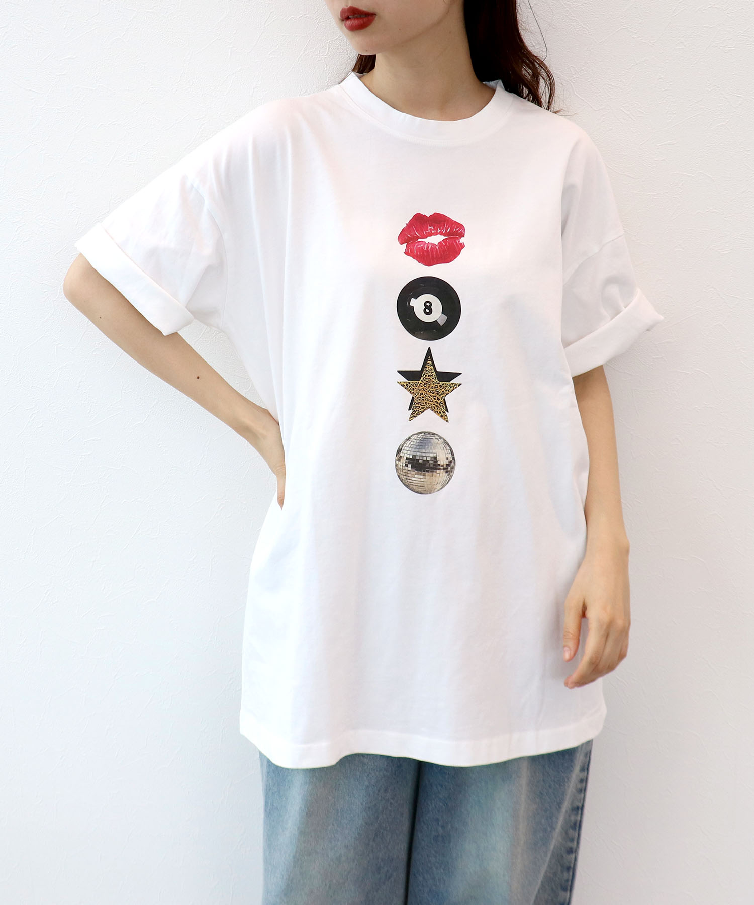 〔お家で試着〕モチーフプリントビッグTシャツ