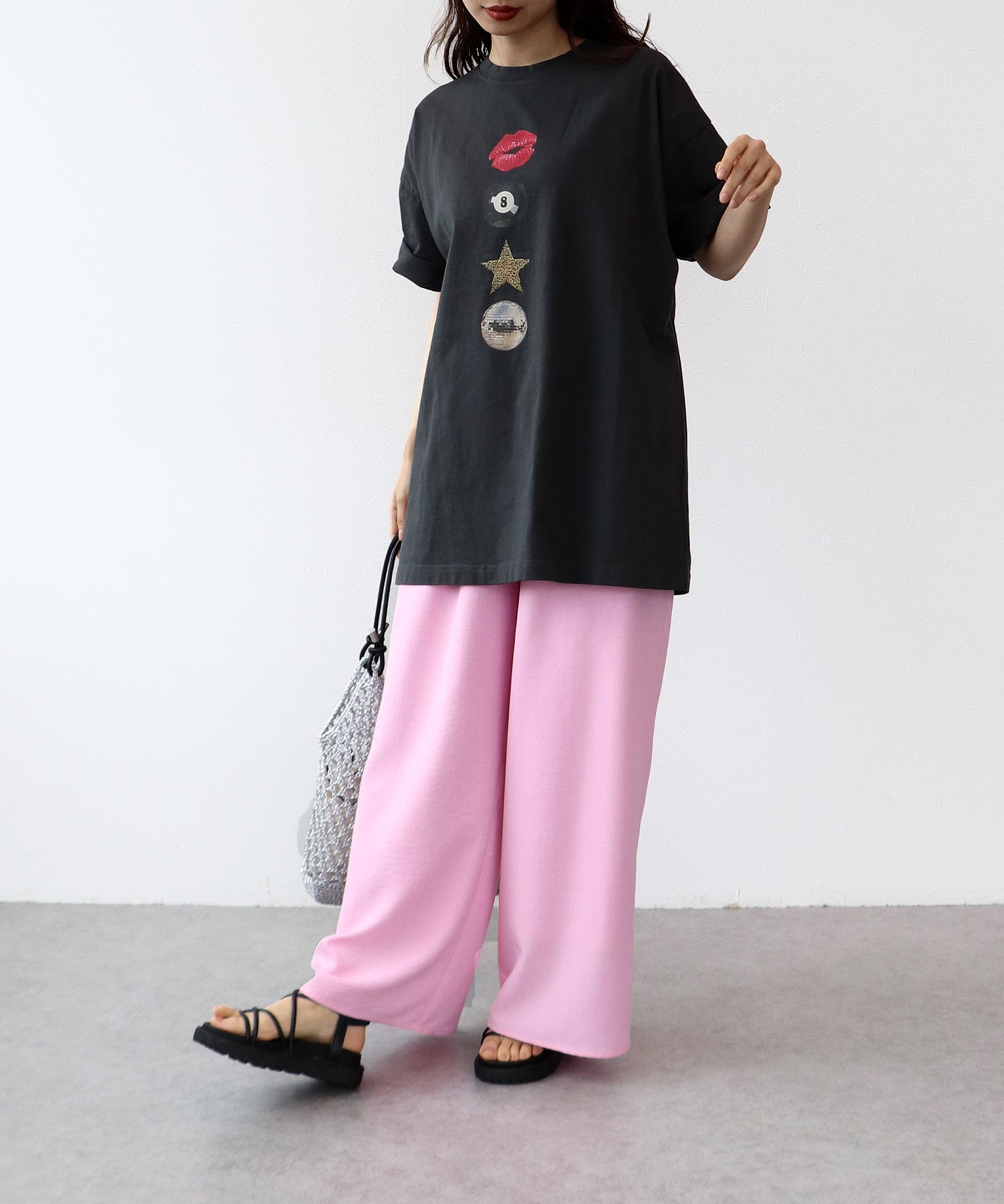 〔お家で試着〕モチーフプリントビッグTシャツ