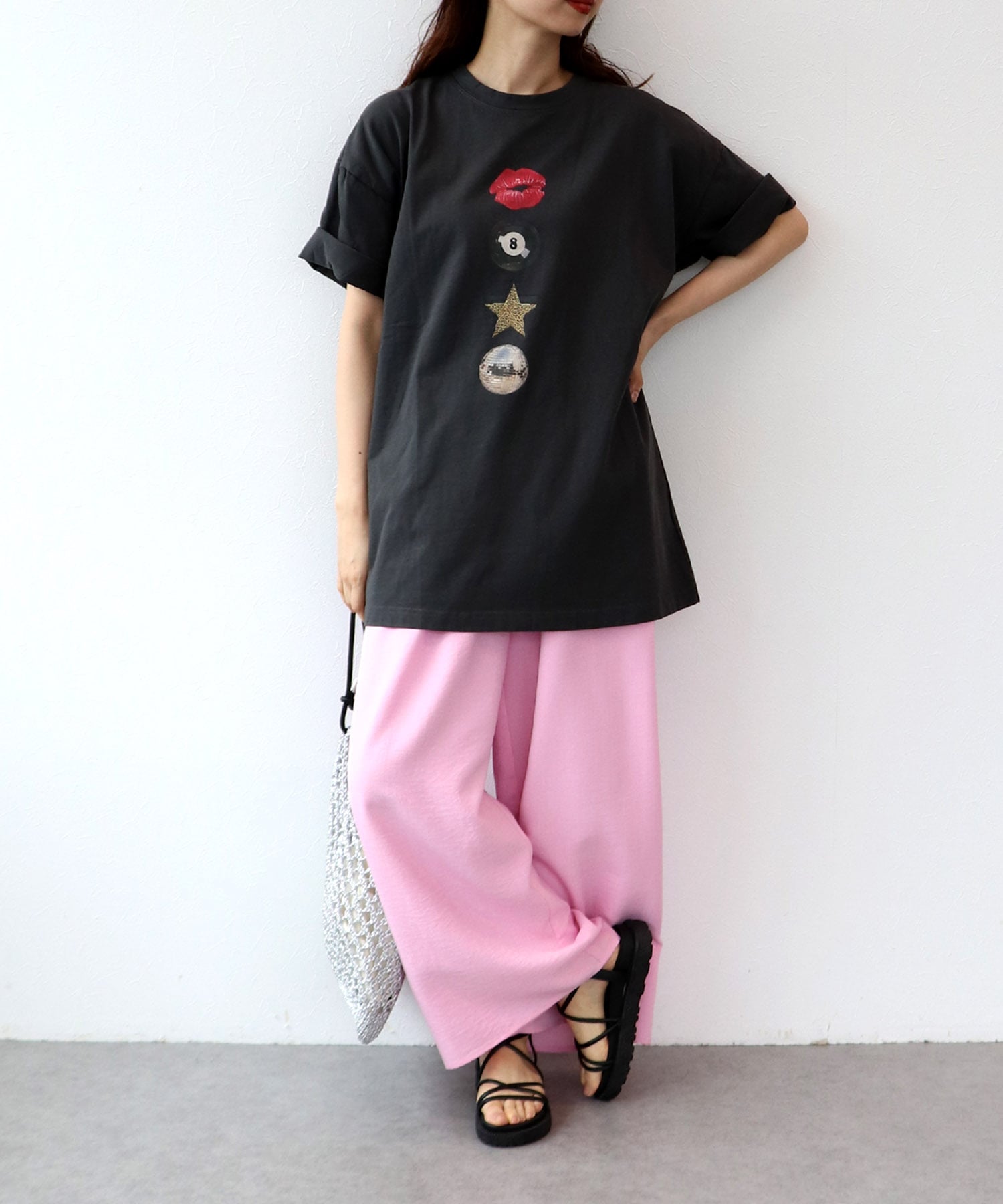 〔お家で試着〕モチーフプリントビッグTシャツ