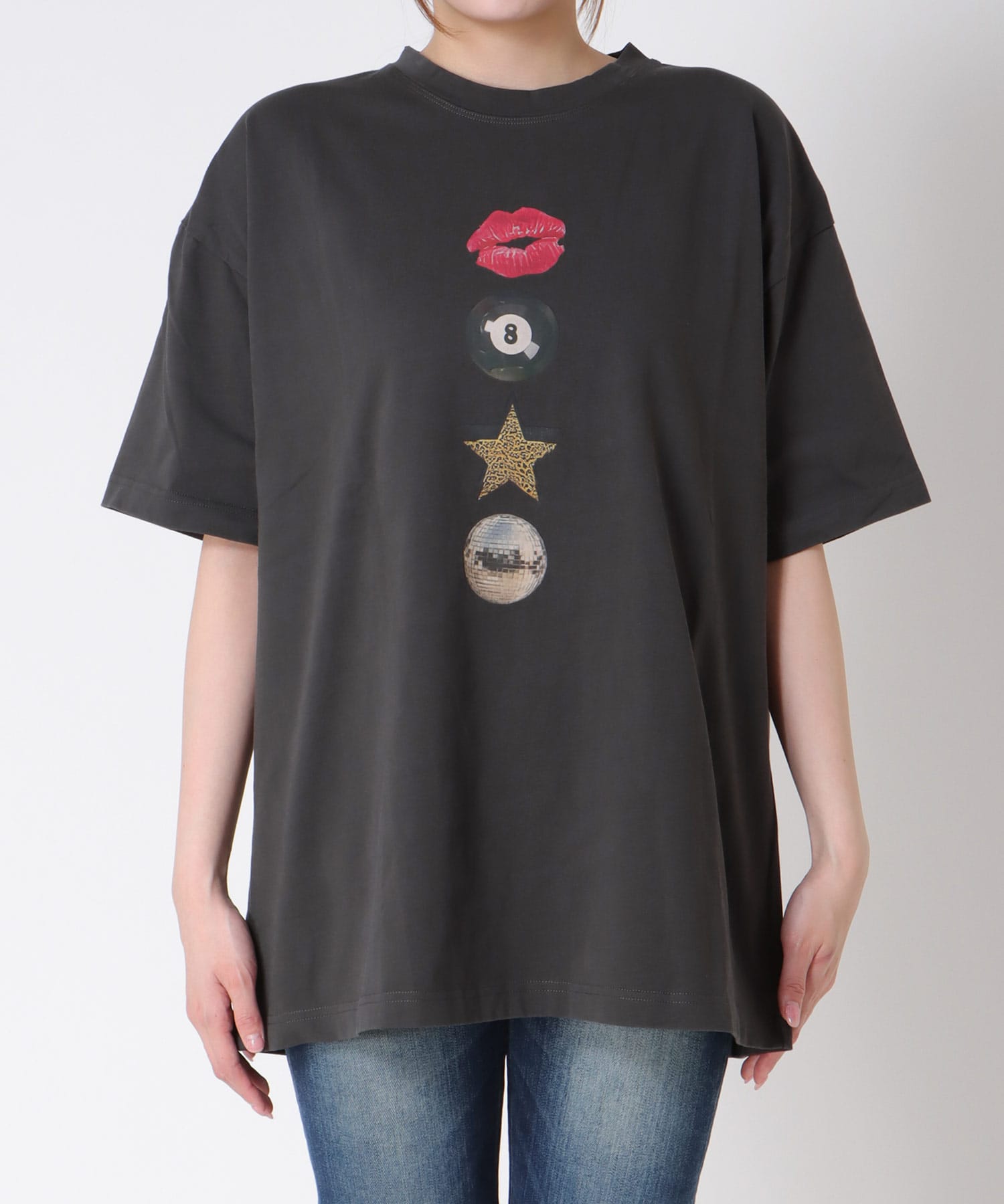 〔お家で試着〕モチーフプリントビッグTシャツ