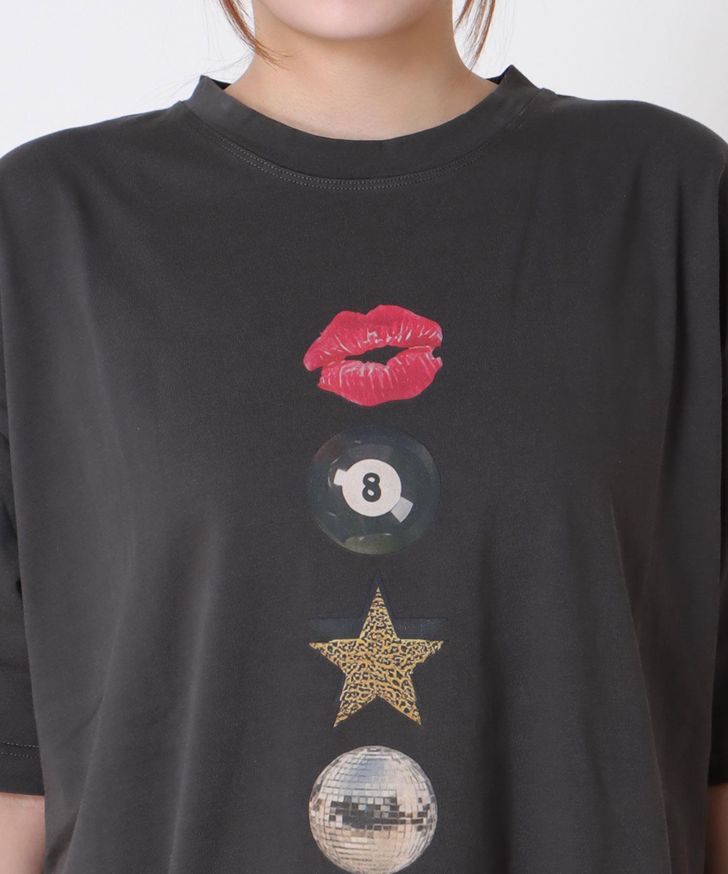 〔お家で試着〕モチーフプリントビッグTシャツ