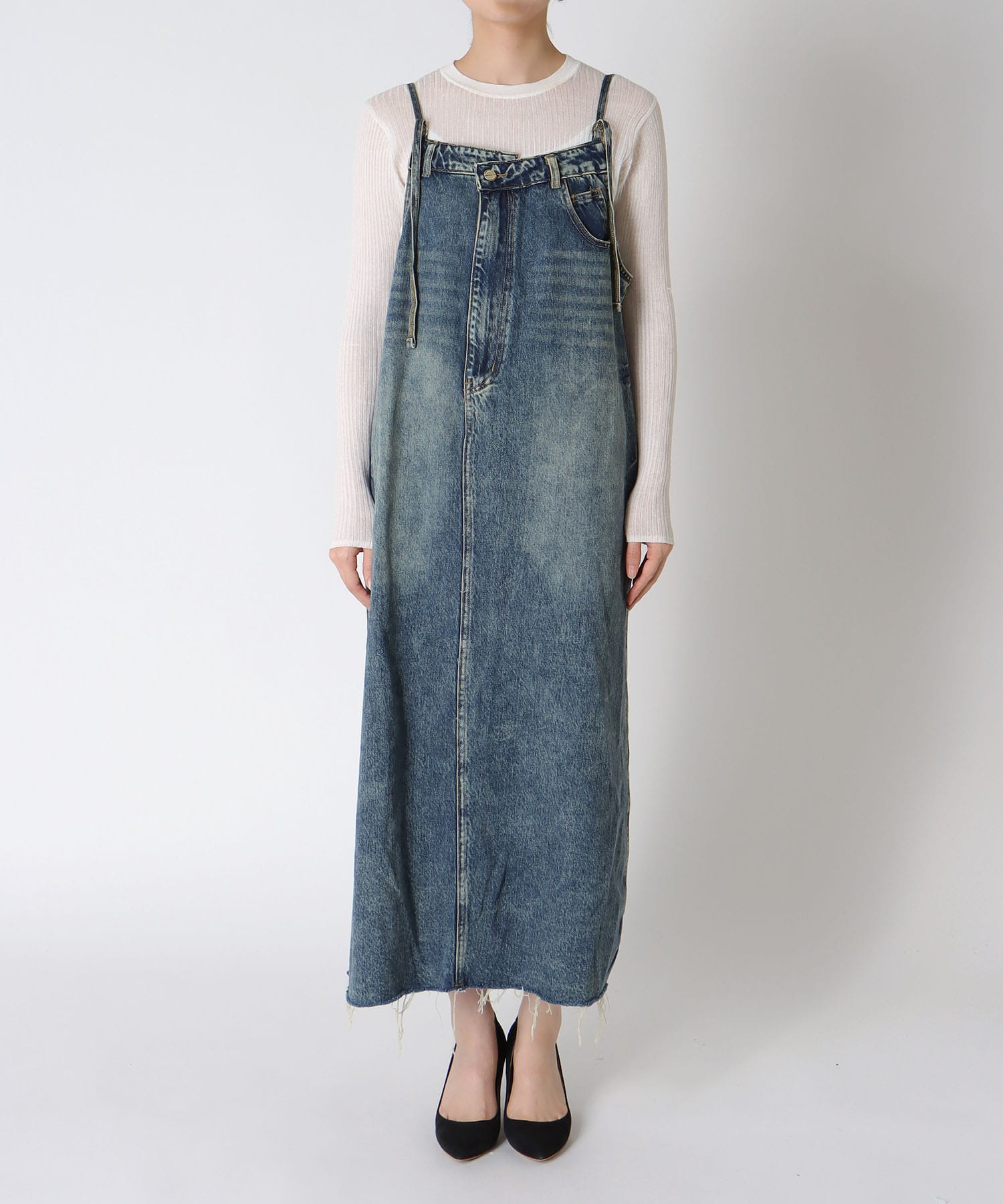 〔お家で試着〕アシメカットデニムジャンスカ