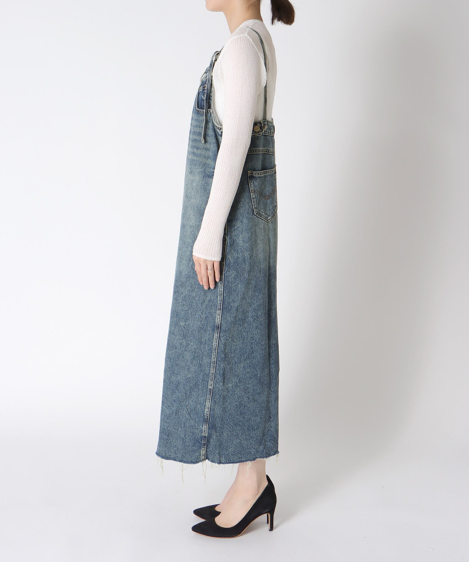 〔お家で試着〕アシメカットデニムジャンスカ