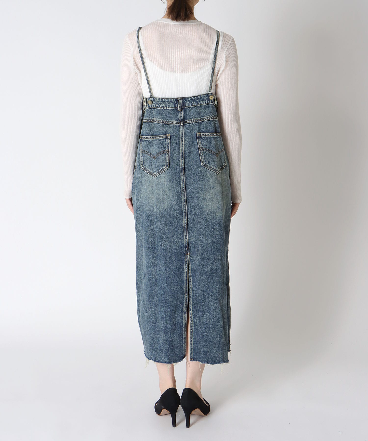 〔お家で試着〕アシメカットデニムジャンスカ