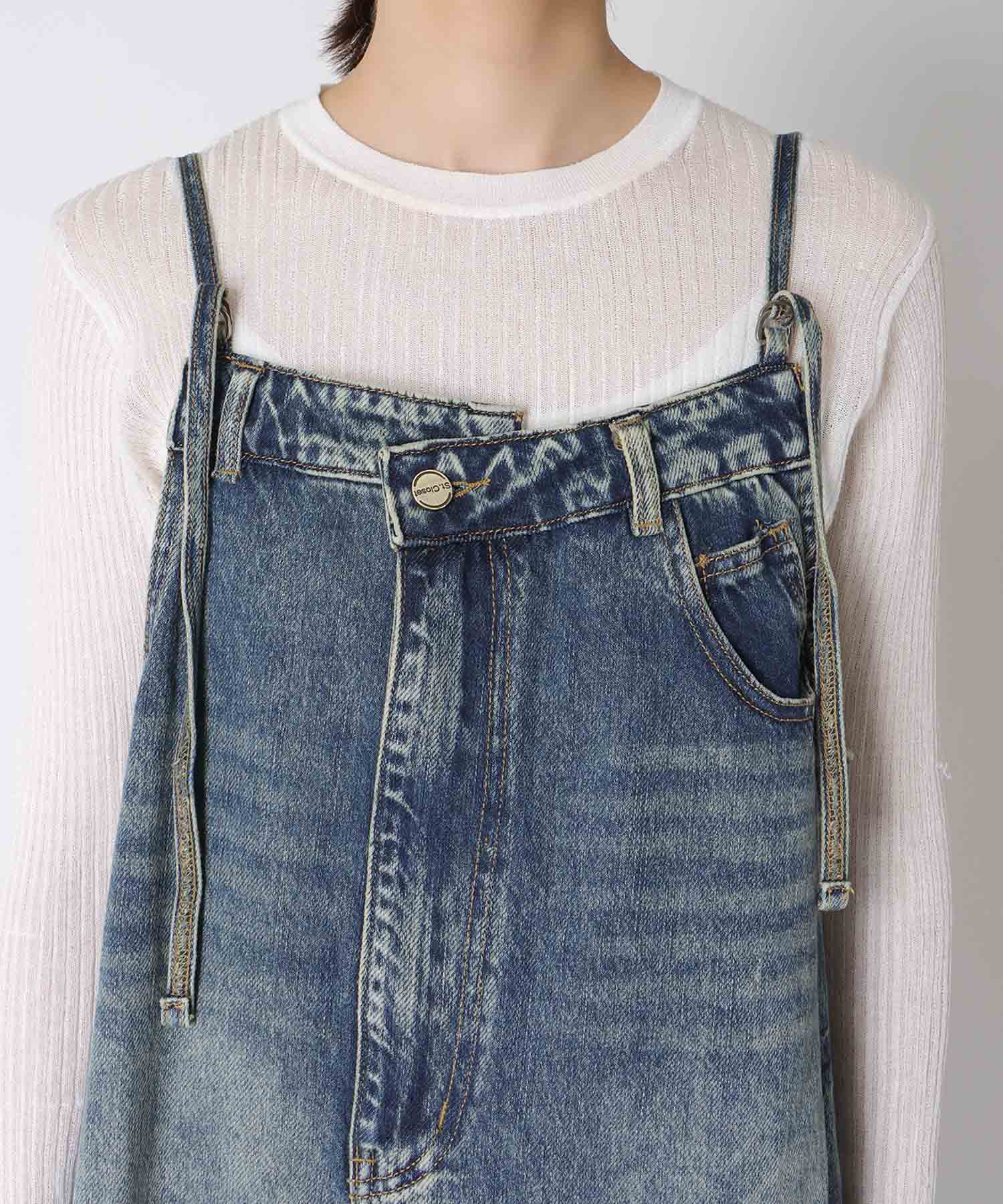 〔お家で試着〕アシメカットデニムジャンスカ