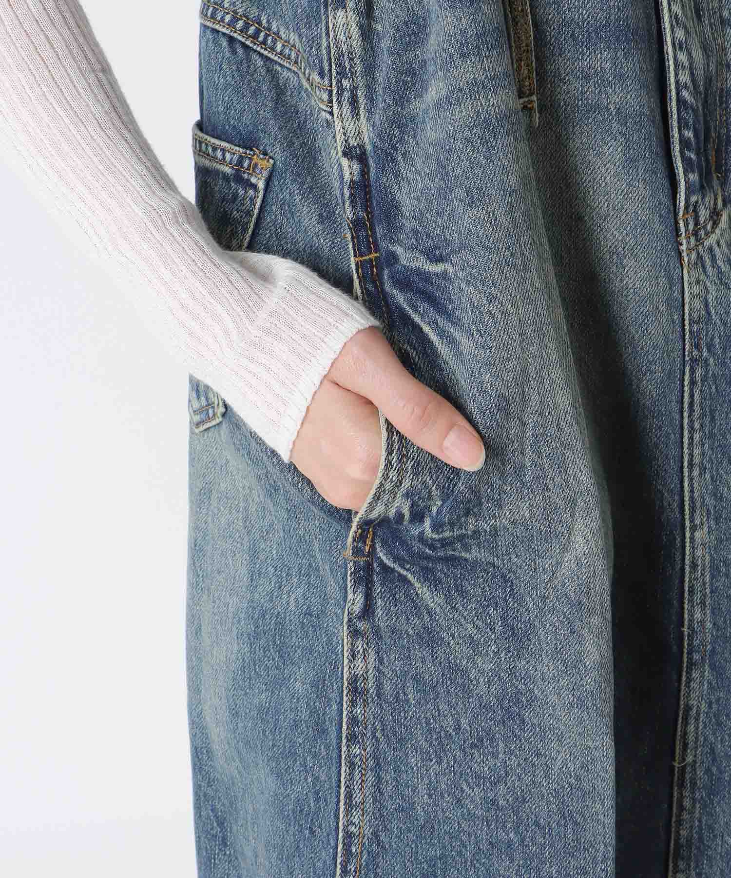 〔お家で試着〕アシメカットデニムジャンスカ