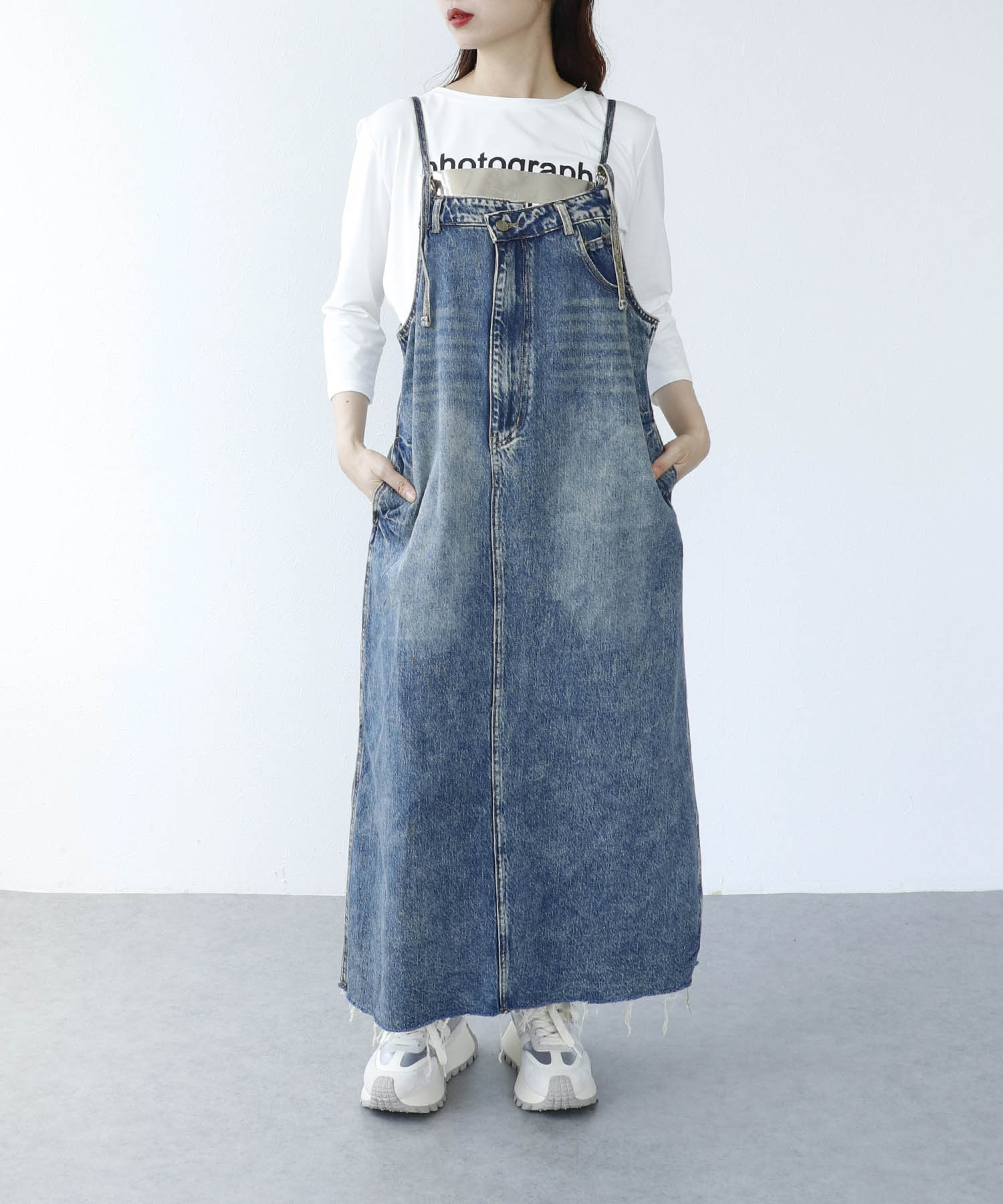 〔お家で試着〕アシメカットデニムジャンスカ